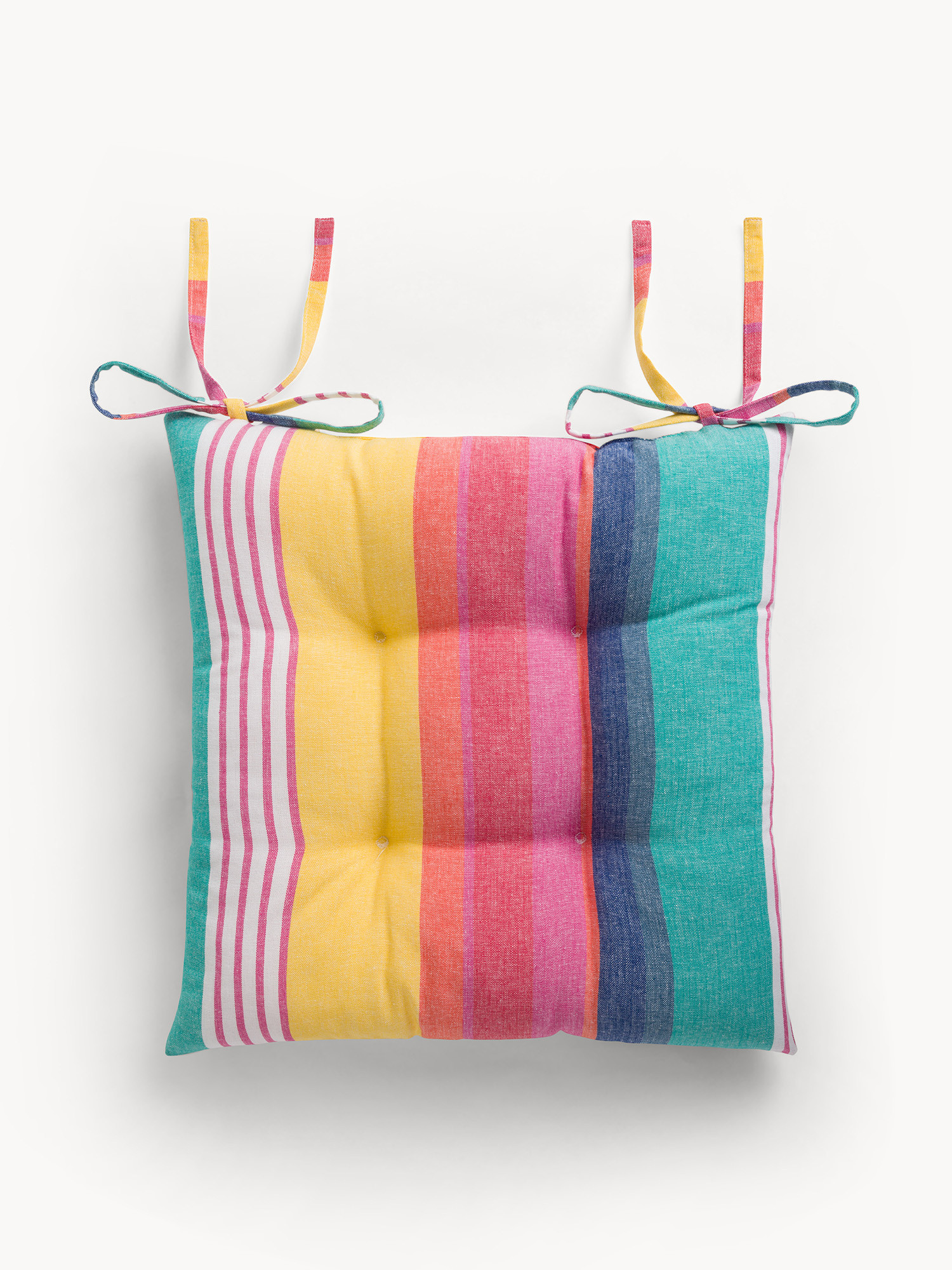 Cuscino da sedia in puro cotone a righe, Multicolor, large image number 0