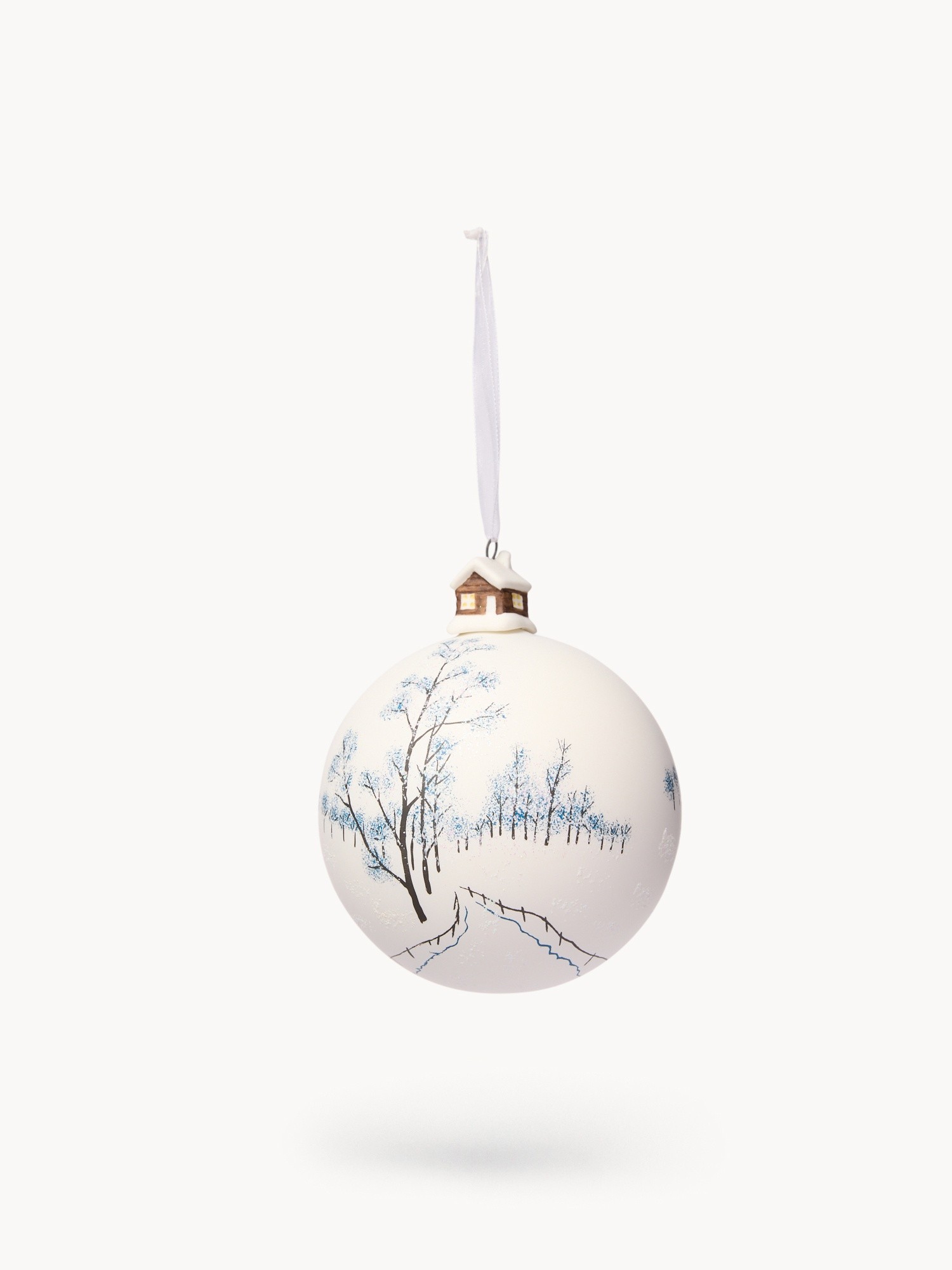 Glass Christmas tree bauble, White, large image number 0
