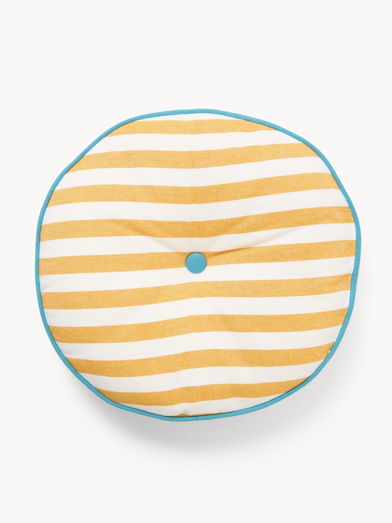 Round Striped Cushion with Button - Introductory Price, Yellow, large image number 0