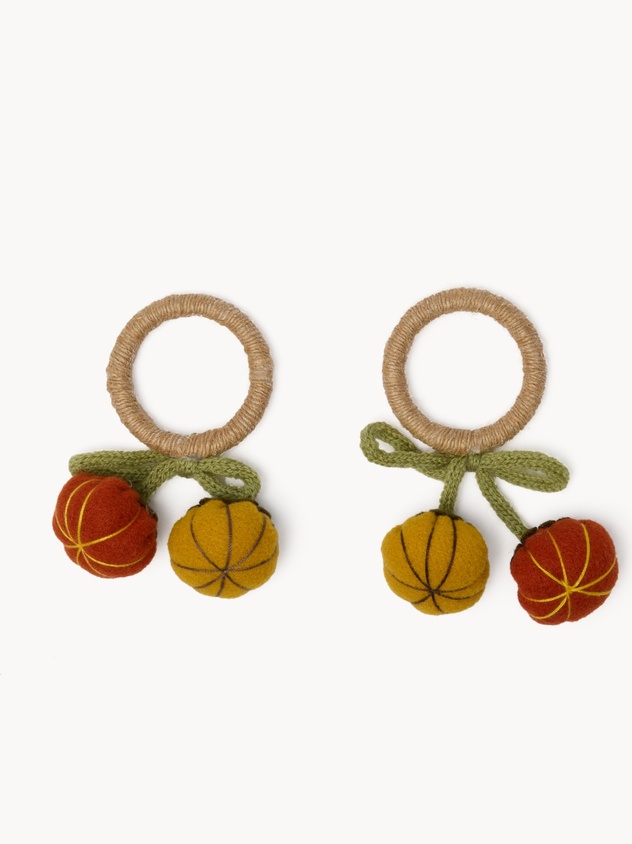 Set of 2 pumpkin-shaped napkin rings