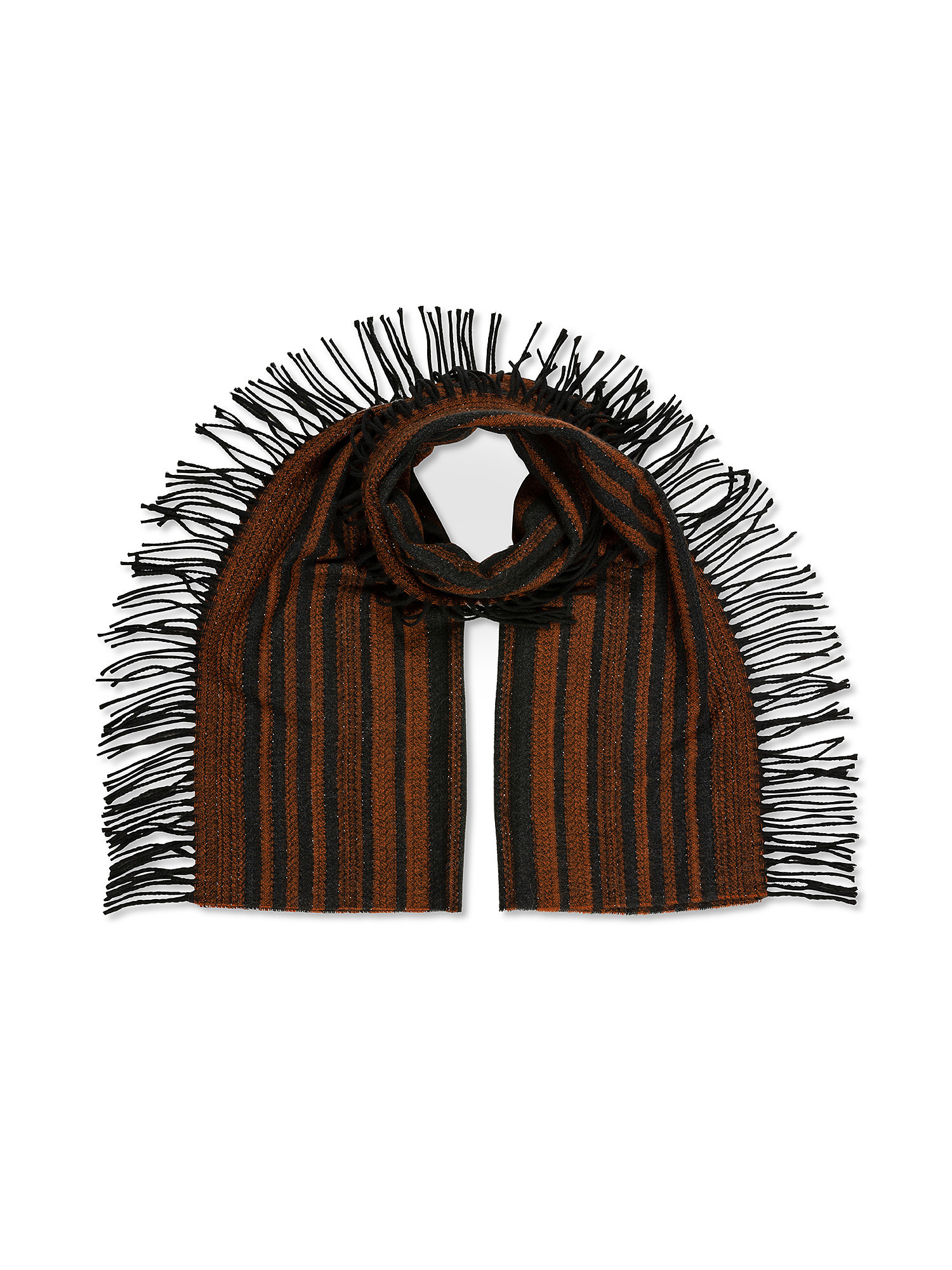 Stole with lurex and fringes, Brick Red, large image number 0