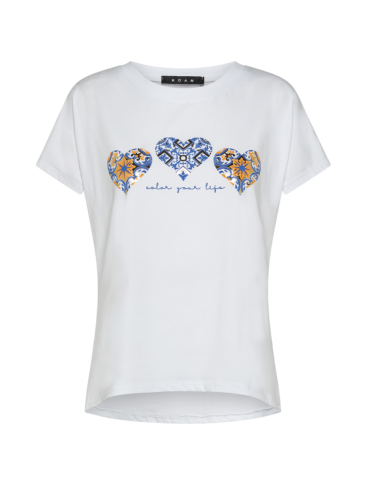 T-shirt con stampa cuori, Bianco, large image number 0
