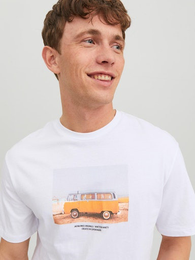Jack & Jones - Regular fit T-shirt with print, White, large image number 4
