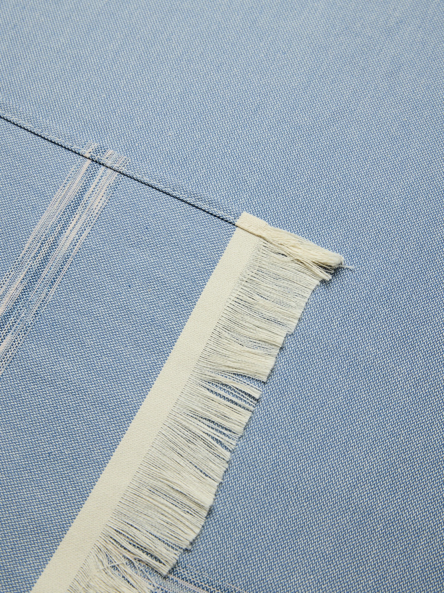 Fringed pure cotton hammam beach towel - Introductory price, Blue, large image number 1