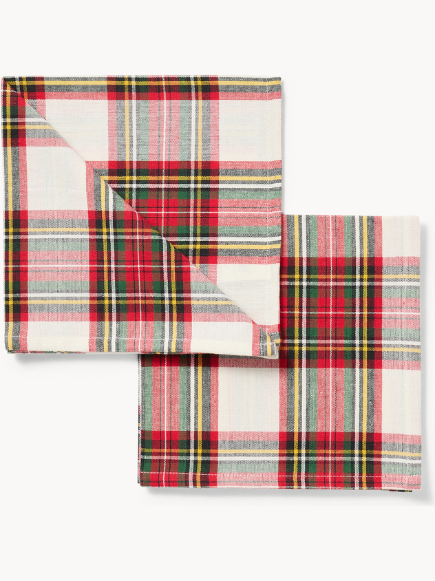 Set 2 tovaglioli tartan in puro cotone tinto filo