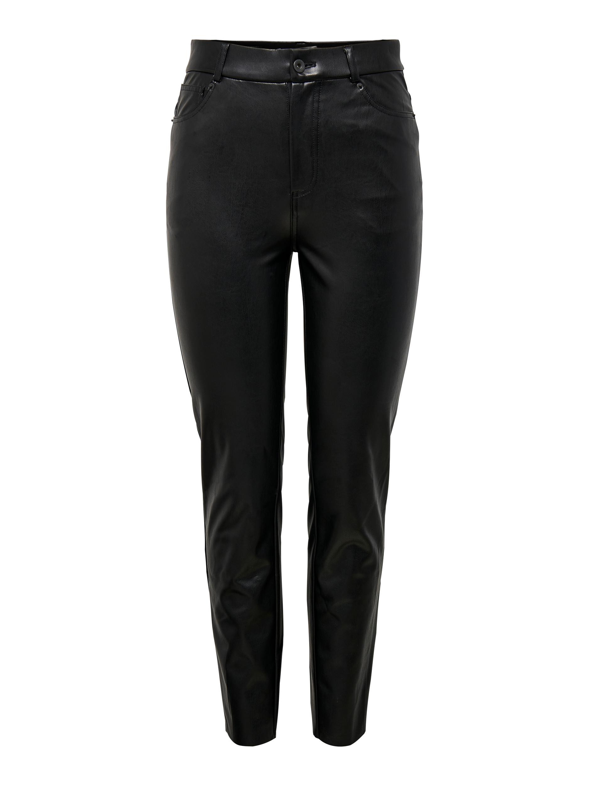 faux leathe trousers, Black, large image number 0