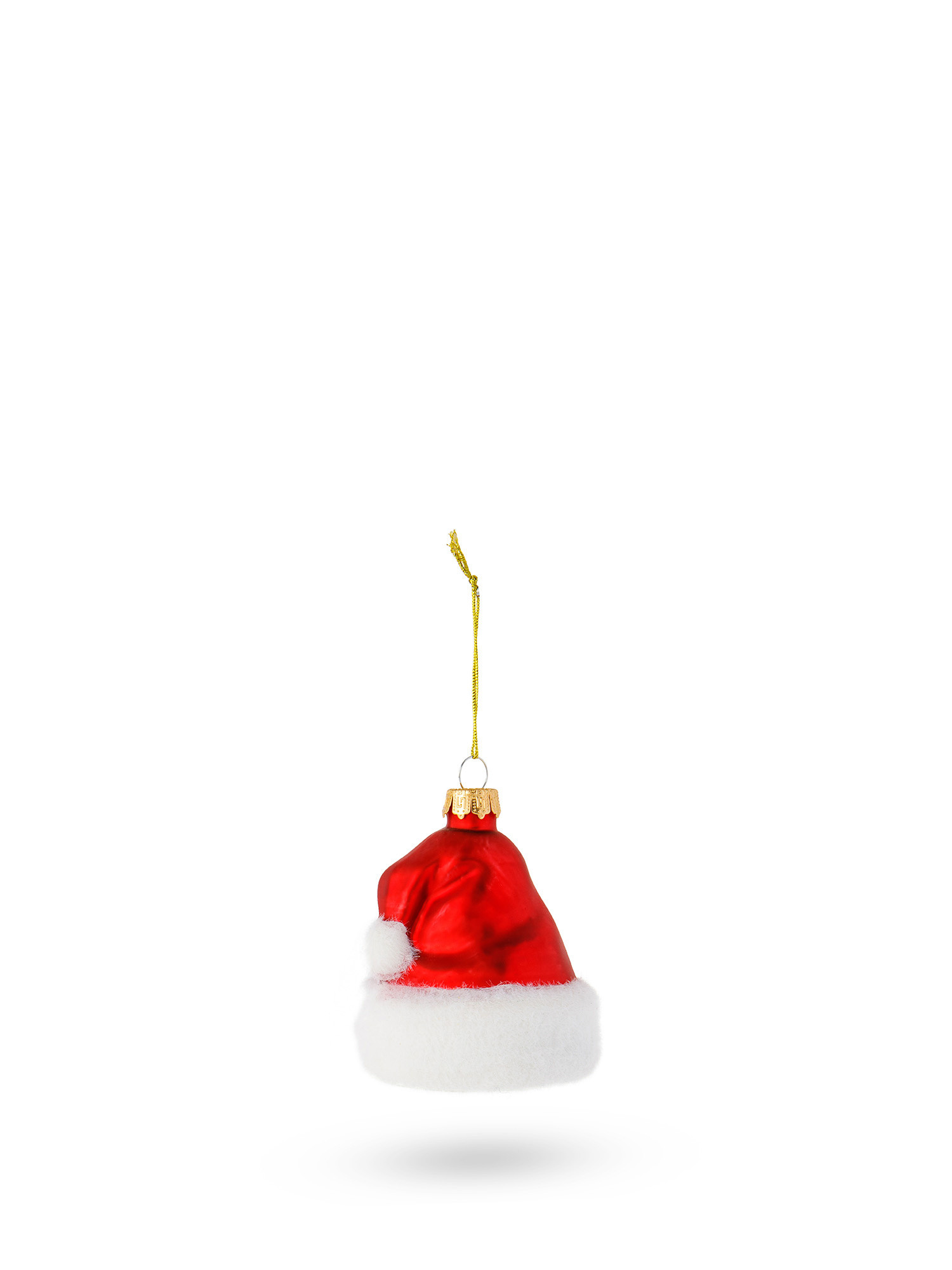 Santa hat tree decoration in hand-decorated glass, Red, large image number 0