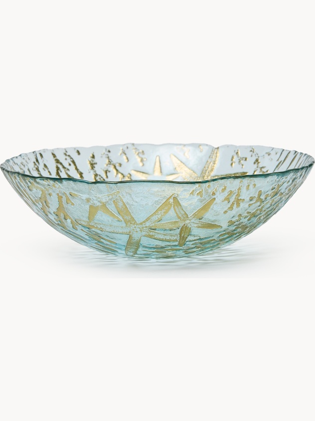 Glass bowl with fish detail