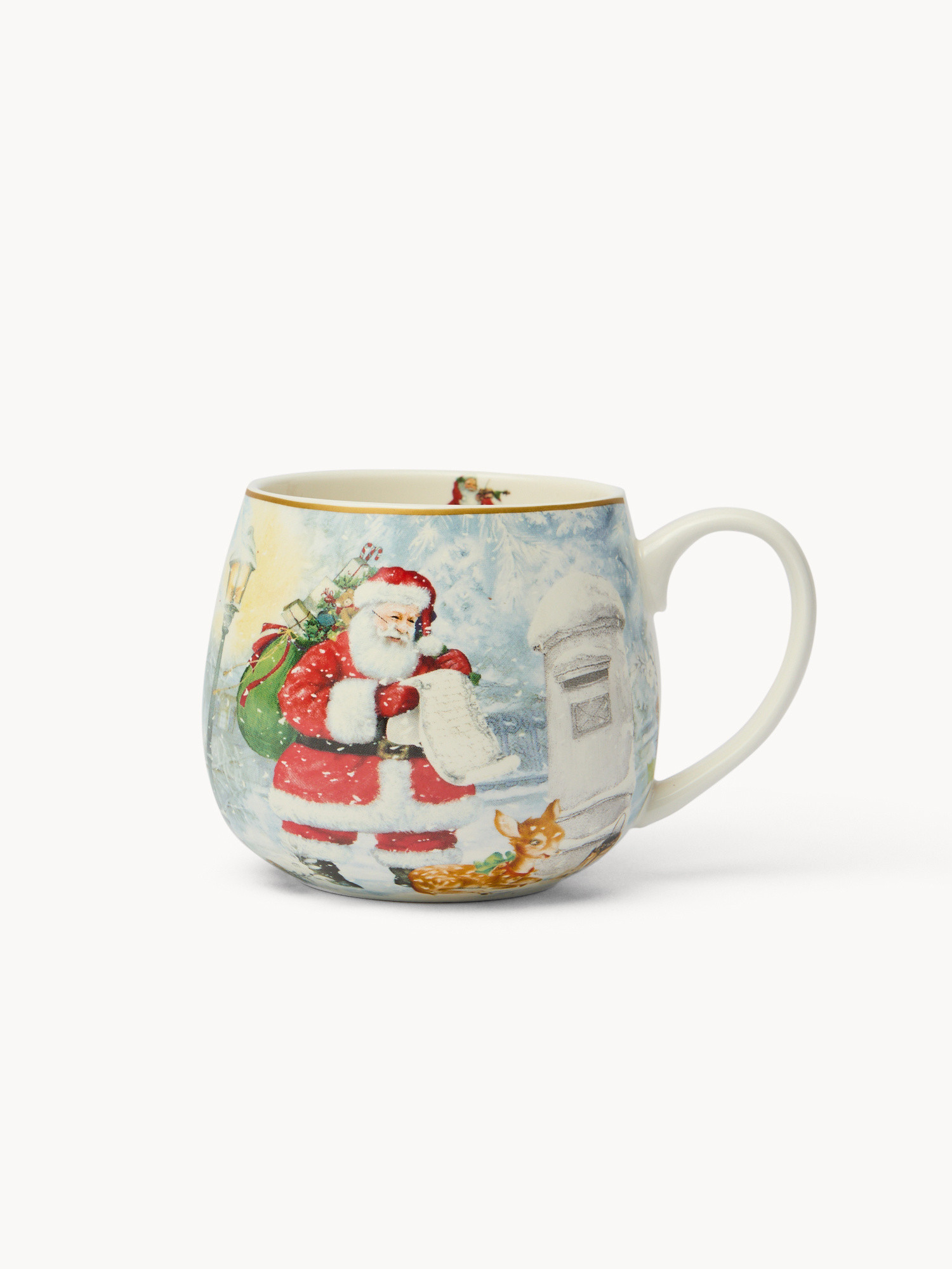 Vintage New Bone China Mug with Santa Claus, White, large image number 0