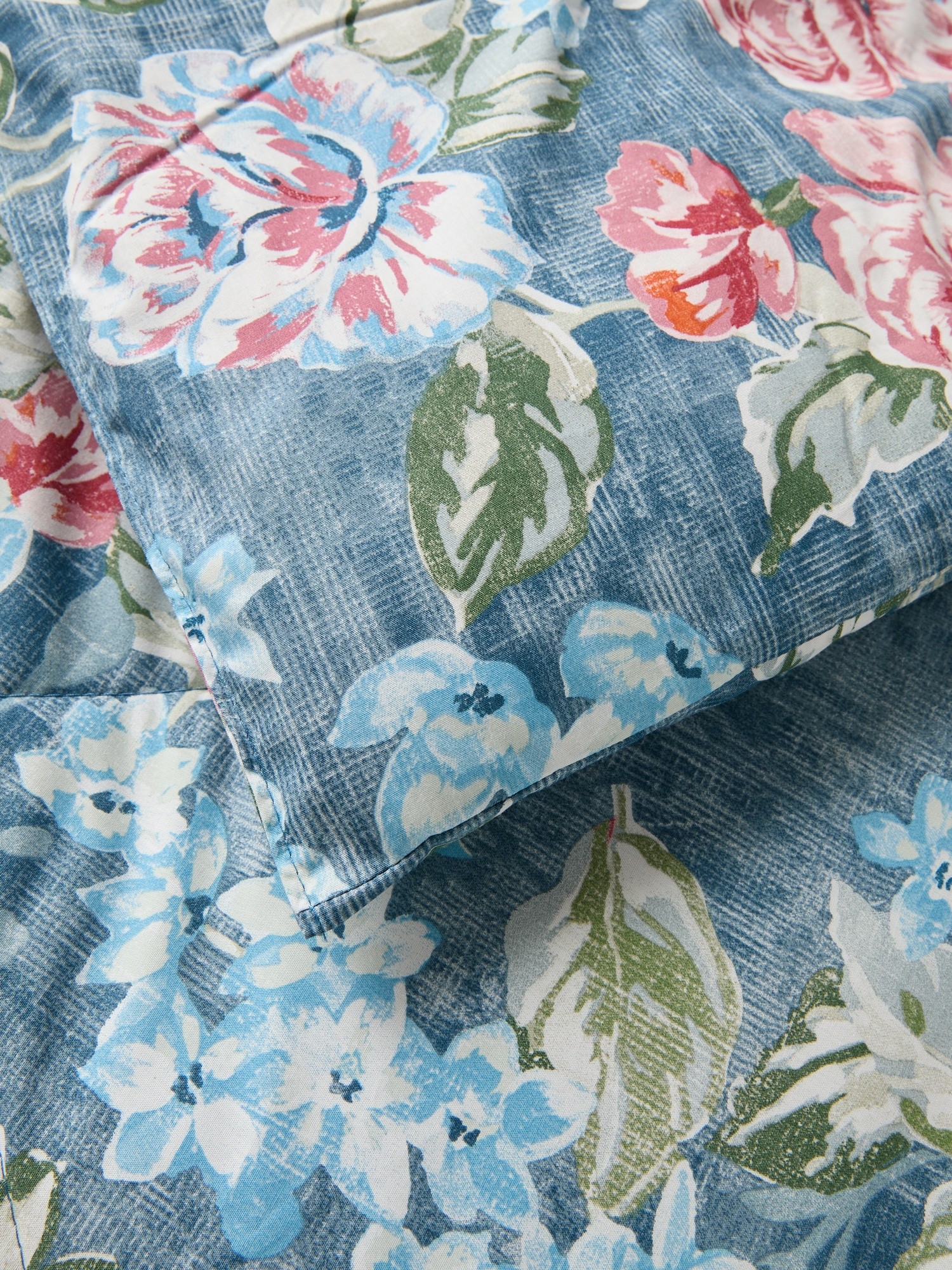 Floral Cotton Percale Quilt - Discounted Price, Blue, large image number 1