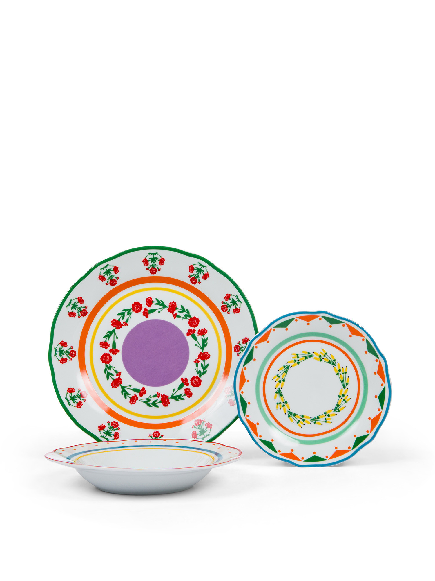 Set of 18 patterned plates, Multicolor, large image number 0