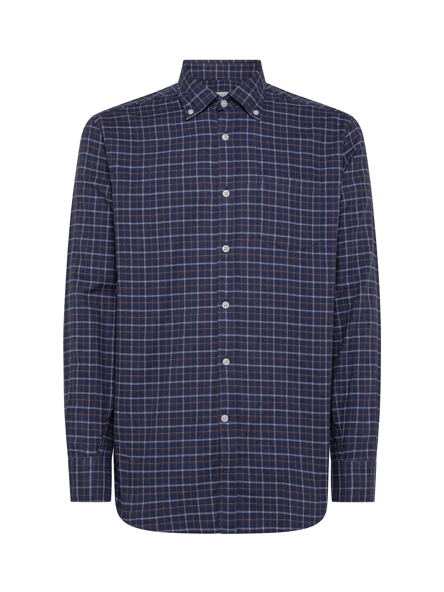 Regular fit shirt in soft organic cotton flannel, Blue, large image number 0