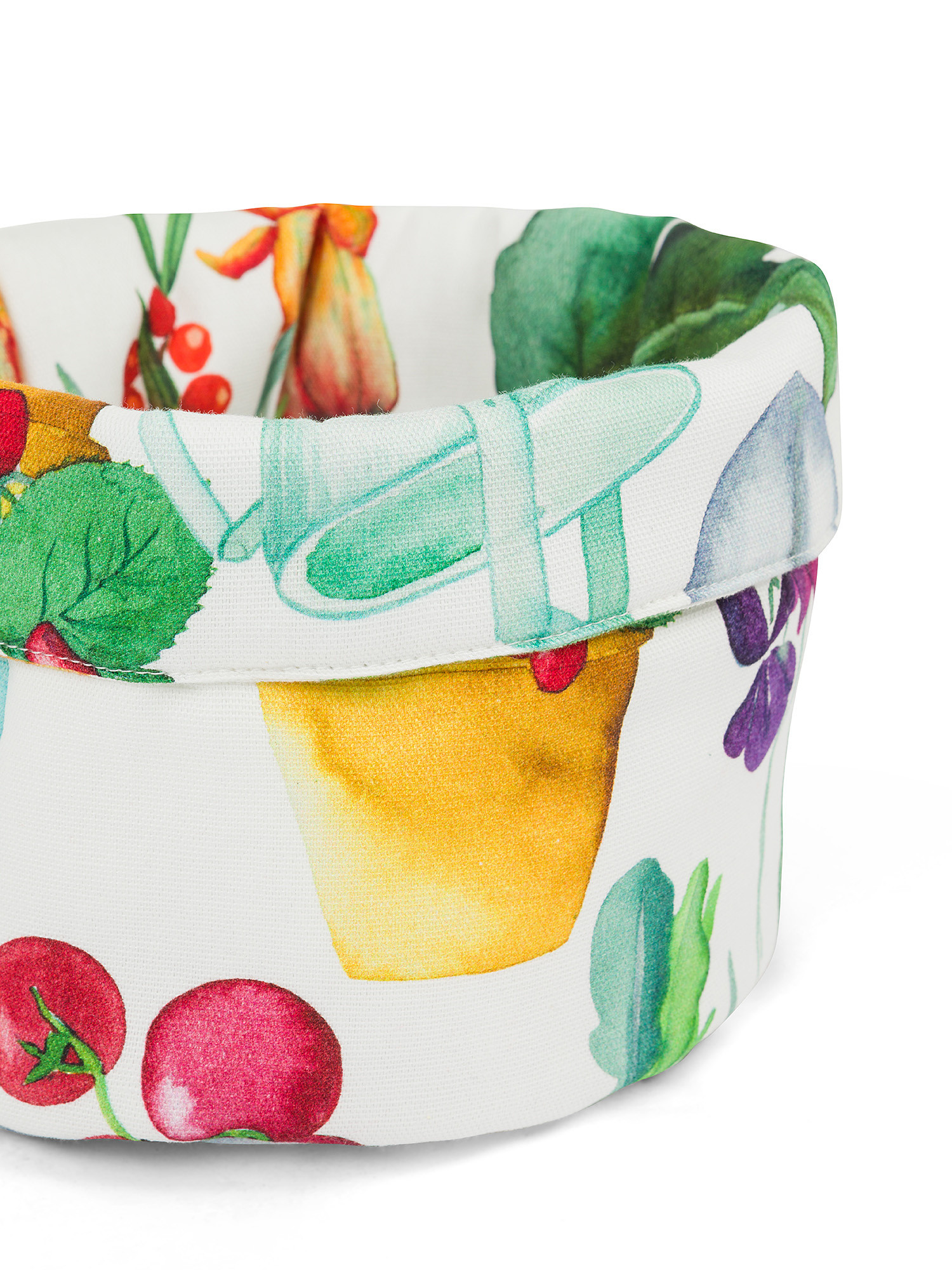 Cestino portatutto panama di cotone stampa vegetale, Multicolor, large image number 1