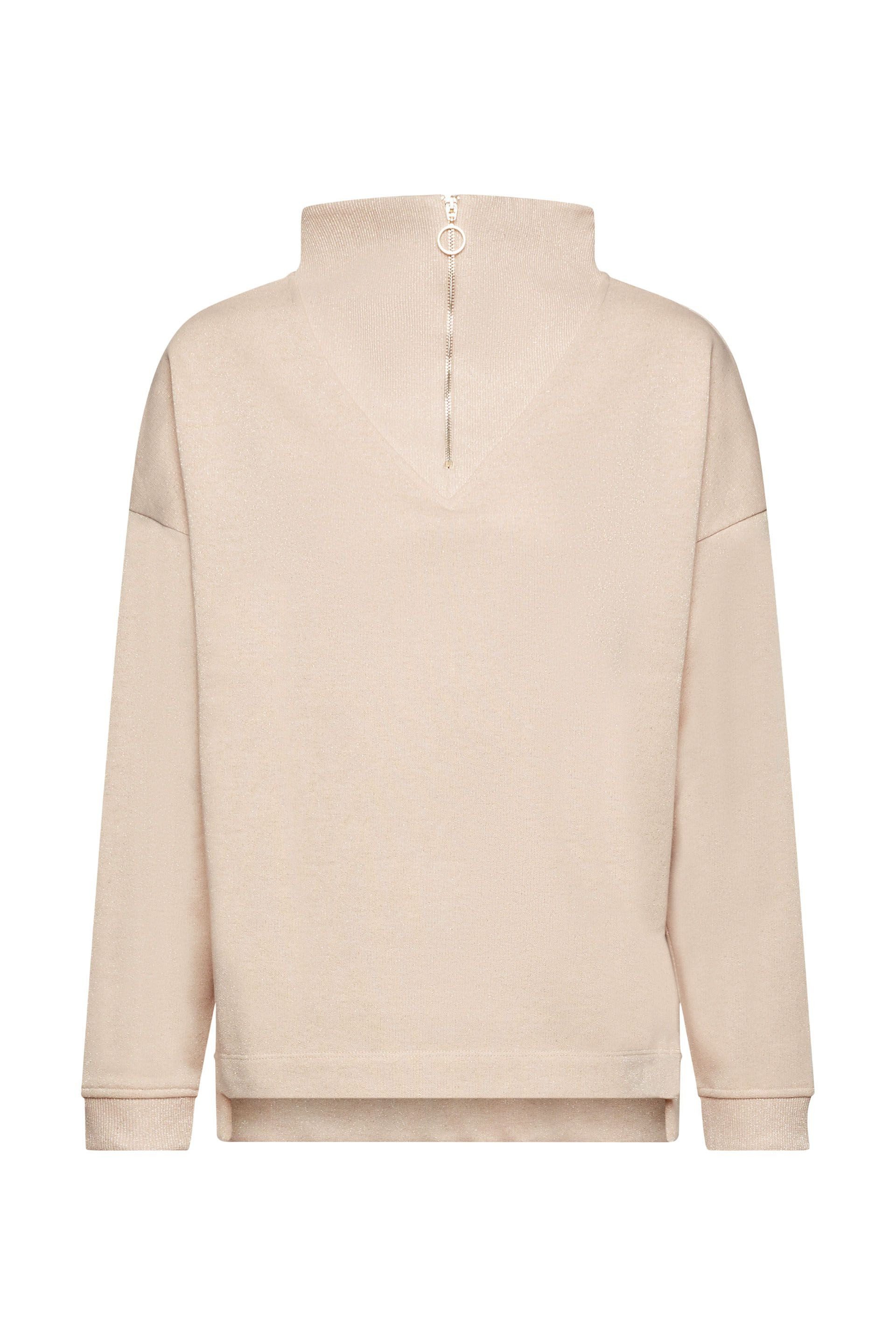 Esprit - Oversized sweatshirt with glitter effect in cotton blend, Natural, large image number 0
