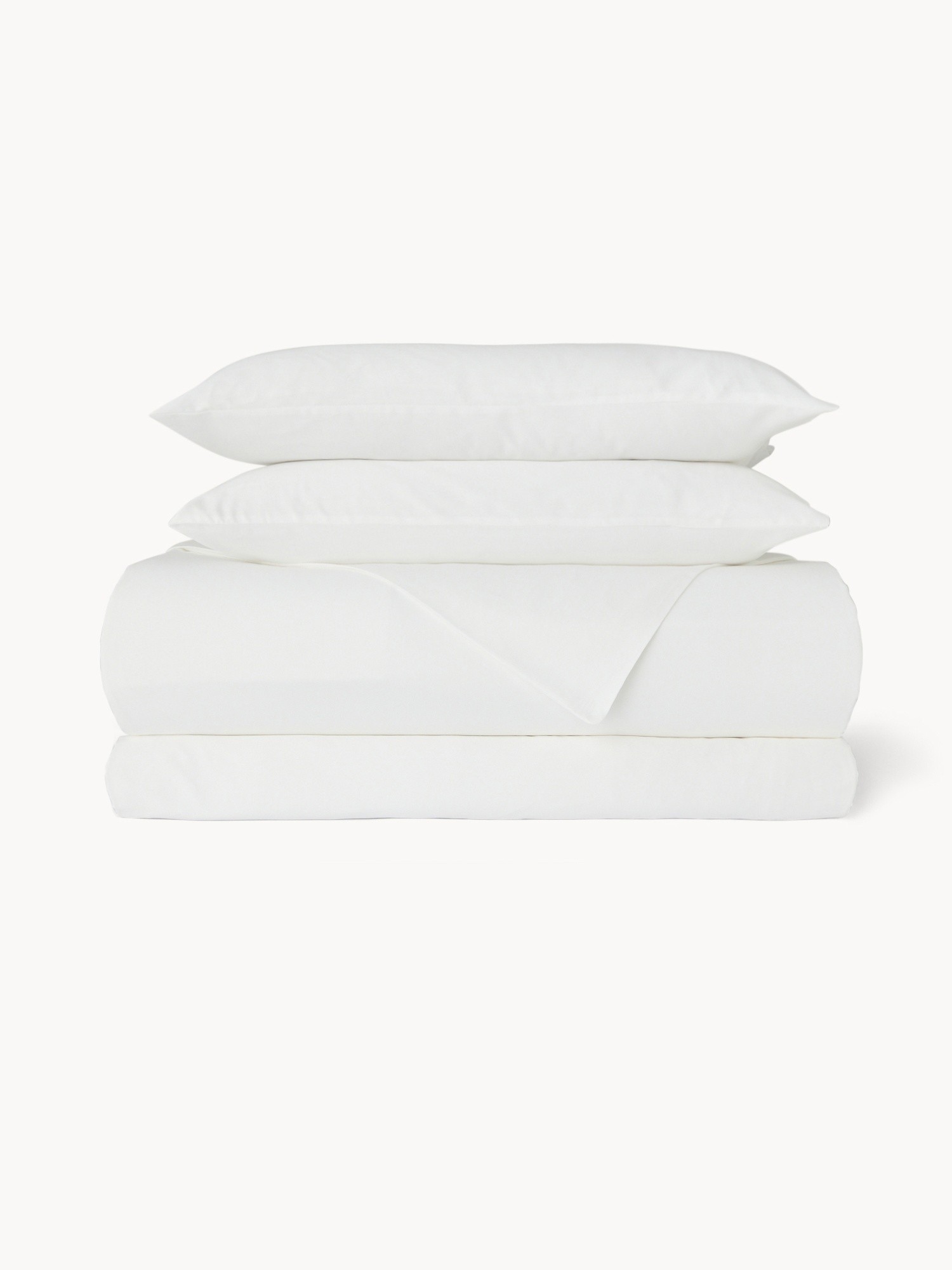 Solid Cotton Sateen Duvet Cover Set - Discounted Price, White, large image number 0