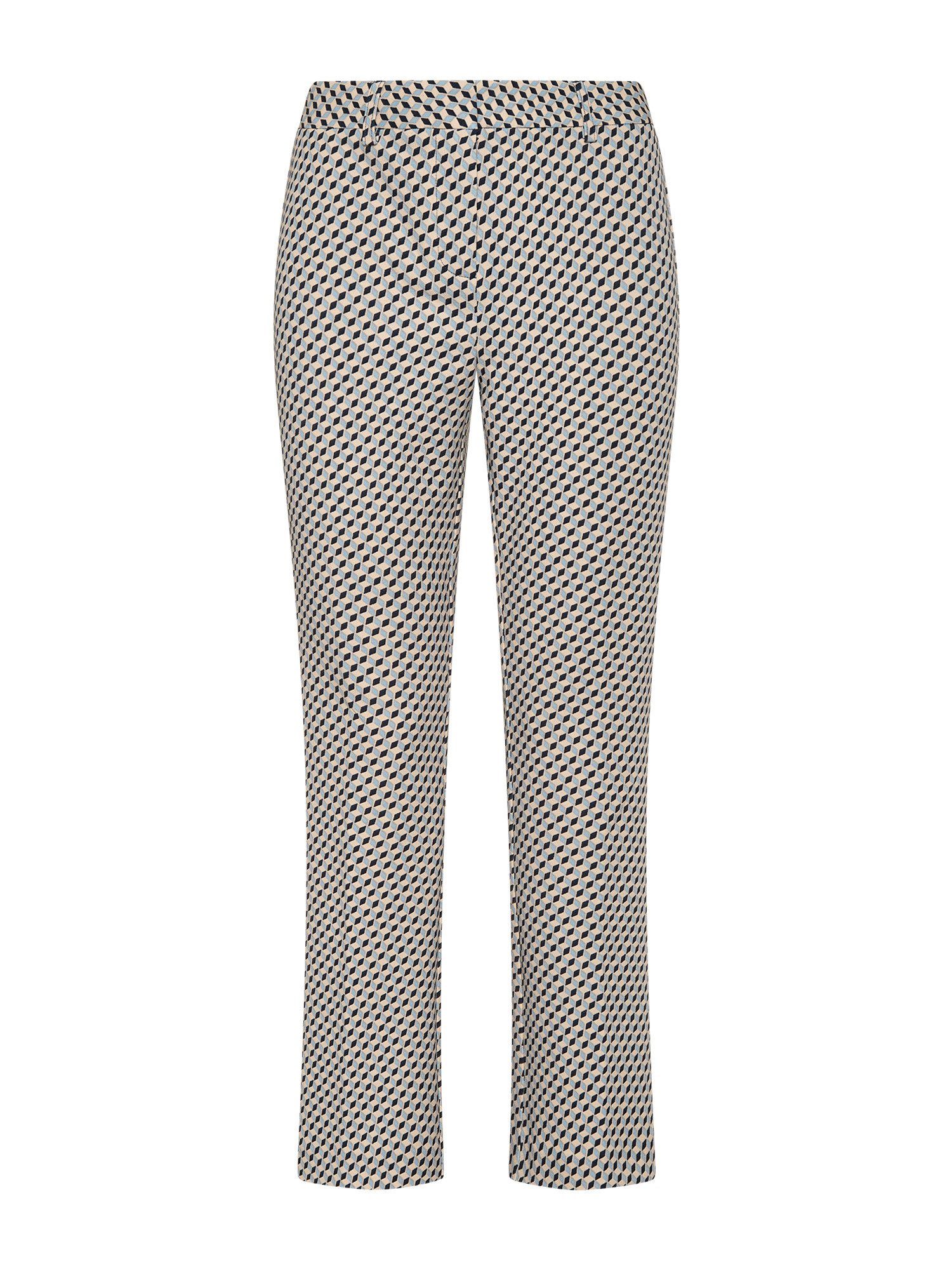 Koan - Flare trousers in printed fabric, Light Blue, large image number 0