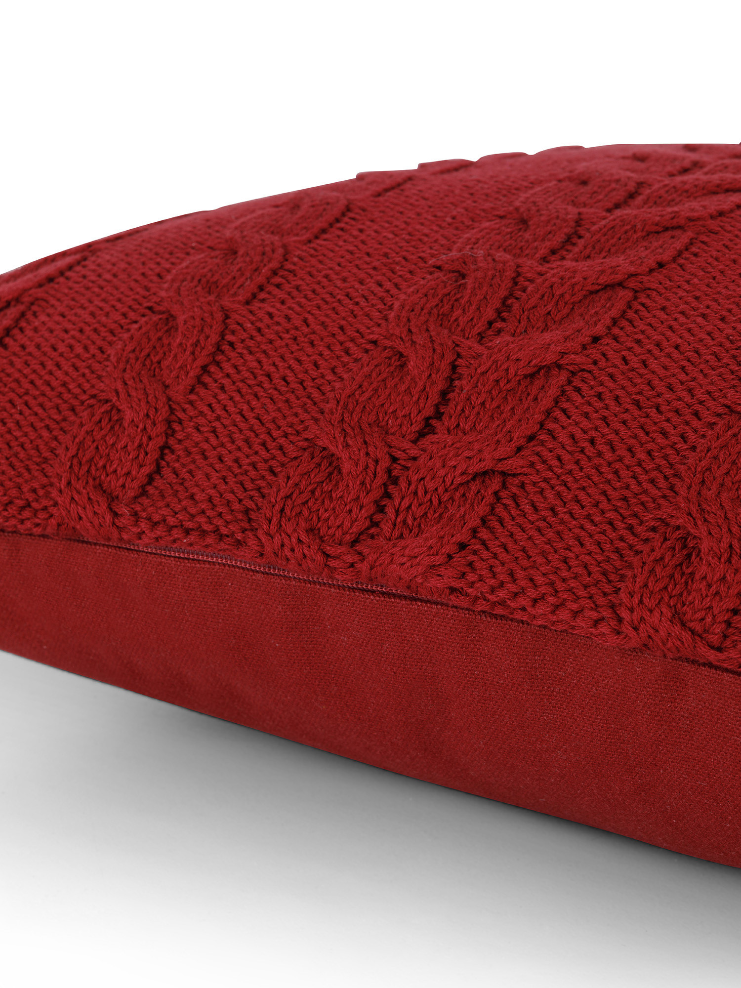 Knitted cushion with braid motif 45x45 cm, Red, large image number 2