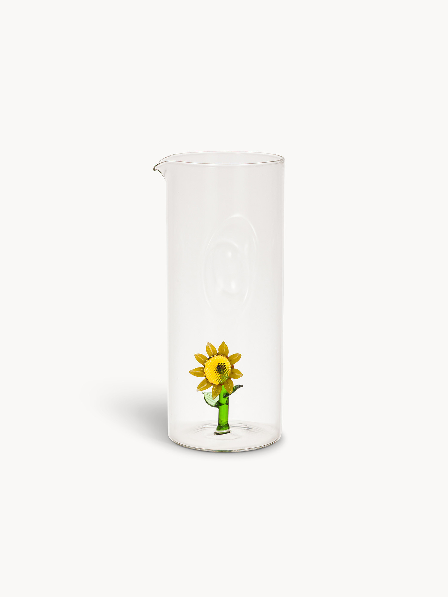 Caraffa in vetro borosilicato dettaglio fiore, Trasparente, large image number 0