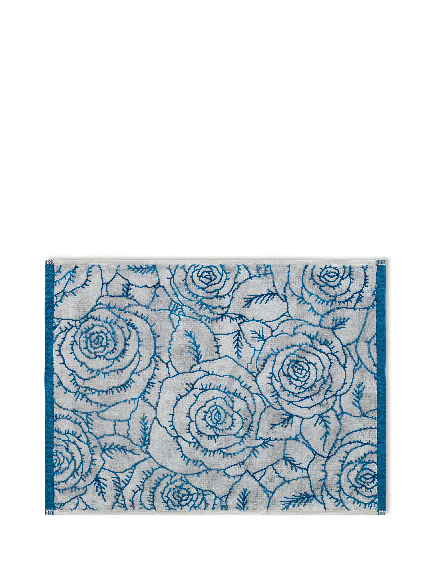 Asciugamano cotone velour motivo rose, Blu, large image number 1