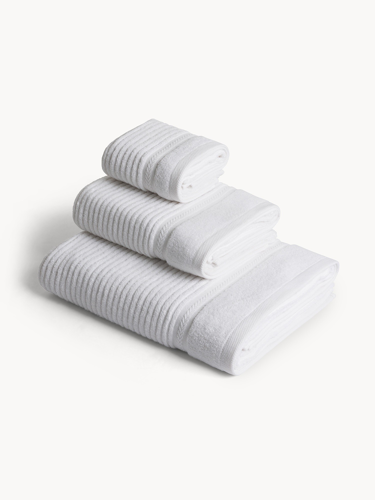 Asciugamano in soffice spugna zero twist di puro cotone a righe - Prezzo di lancio, Bianco, large image number 0