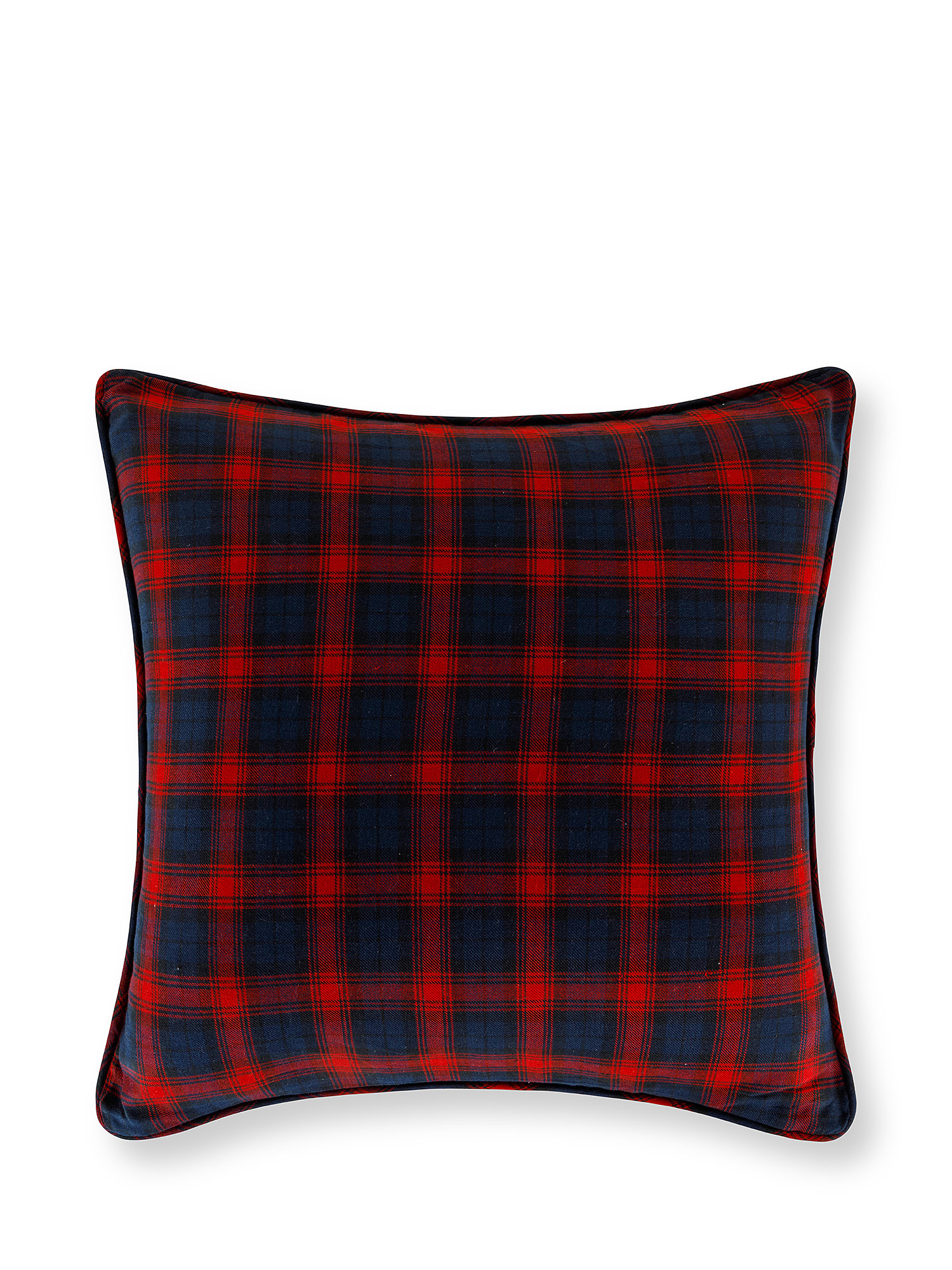 Check cotton cushion 45x45cxm, Blue/Red, large image number 0