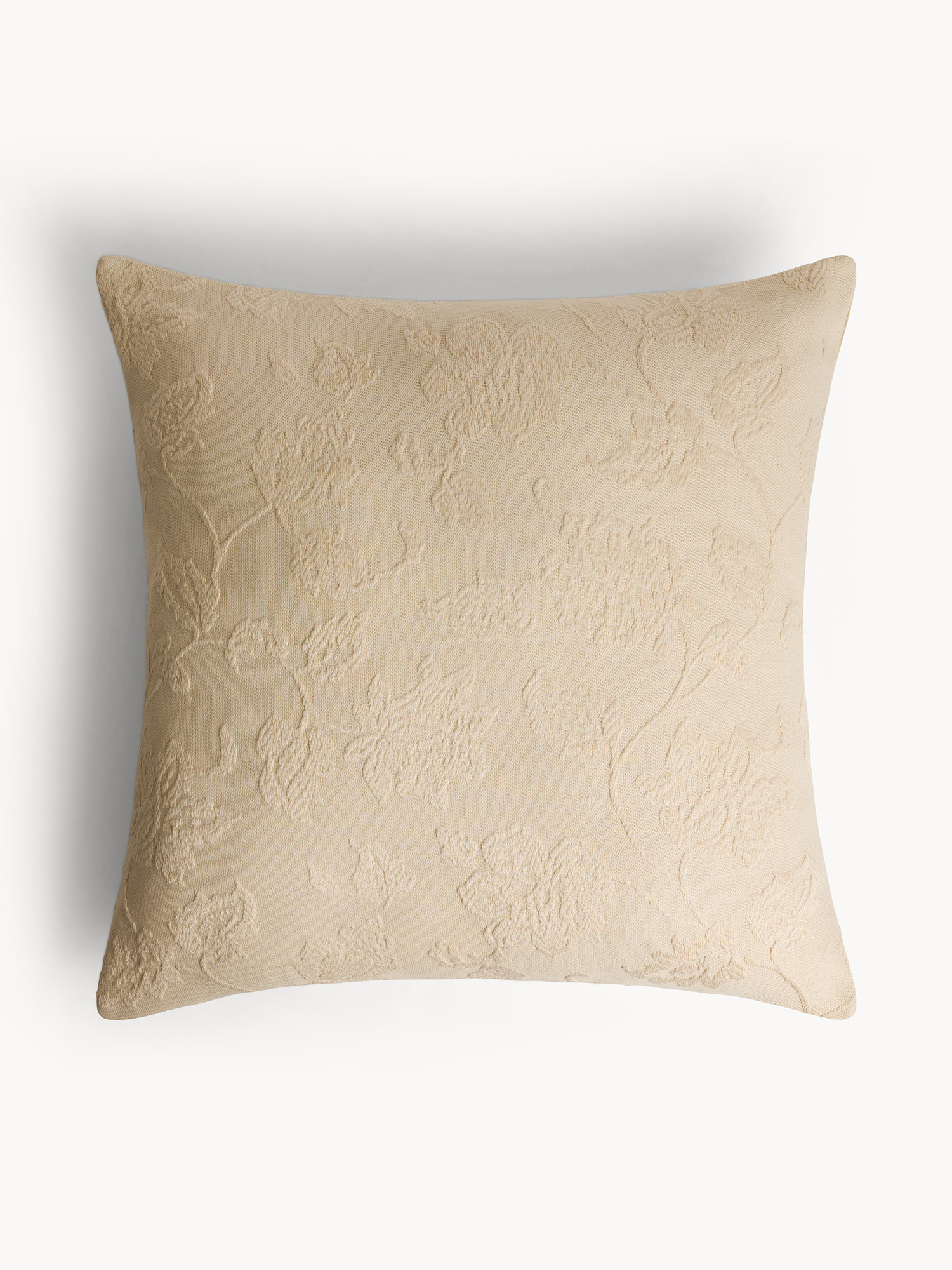 40x60 cm cushion in pure cotton jacquard with floral pattern, White, large image number 0