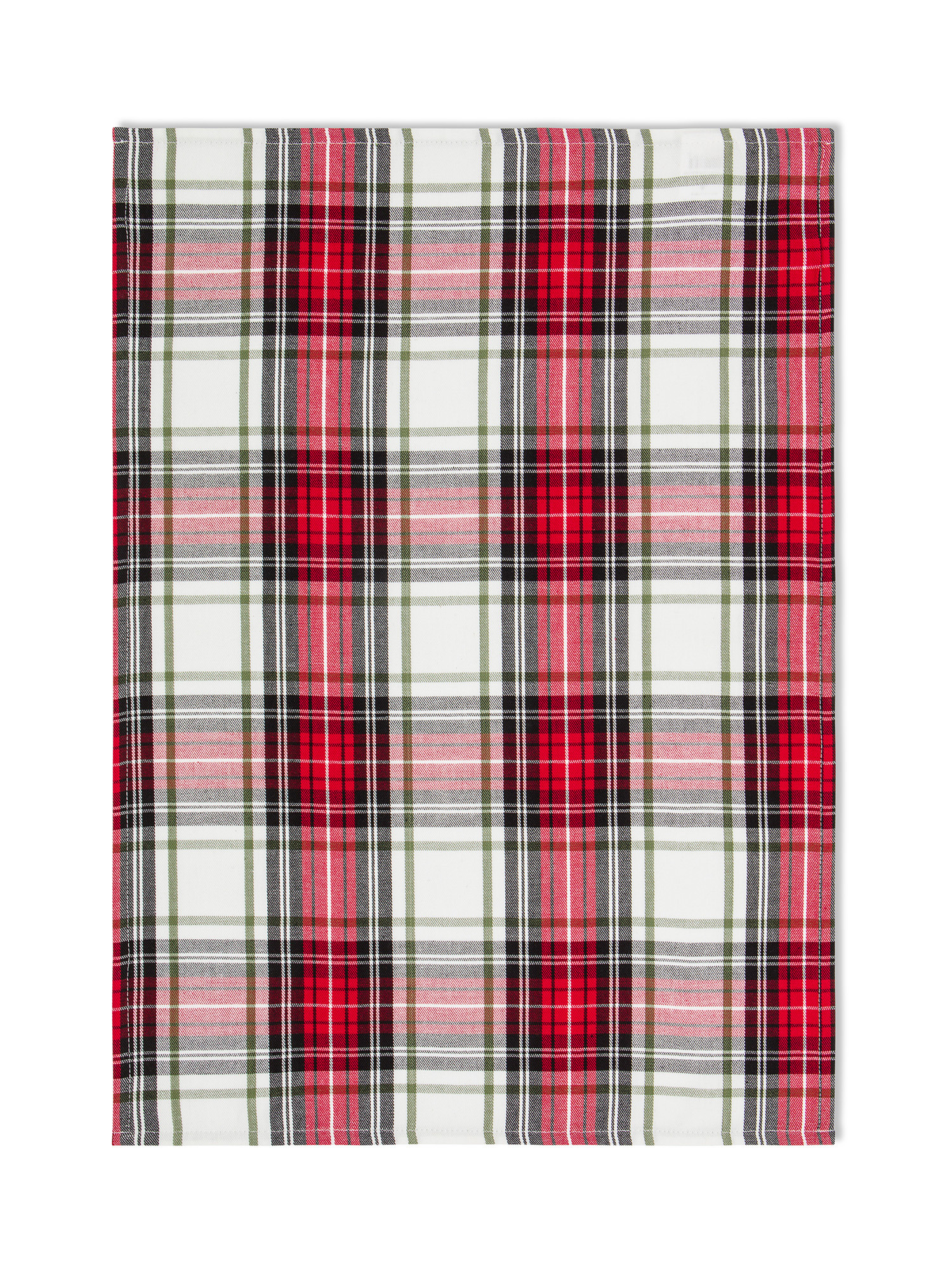 Set cestino e 3 strofinacci cotone tartan, Bianco, large image number 3