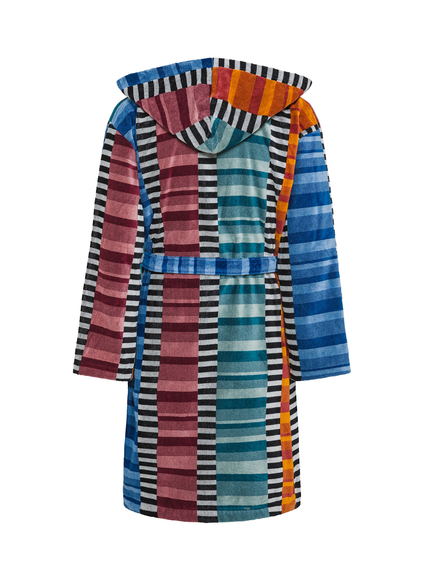 Cotton velor bathrobe with geometric pattern, Multicolor, large image number 1