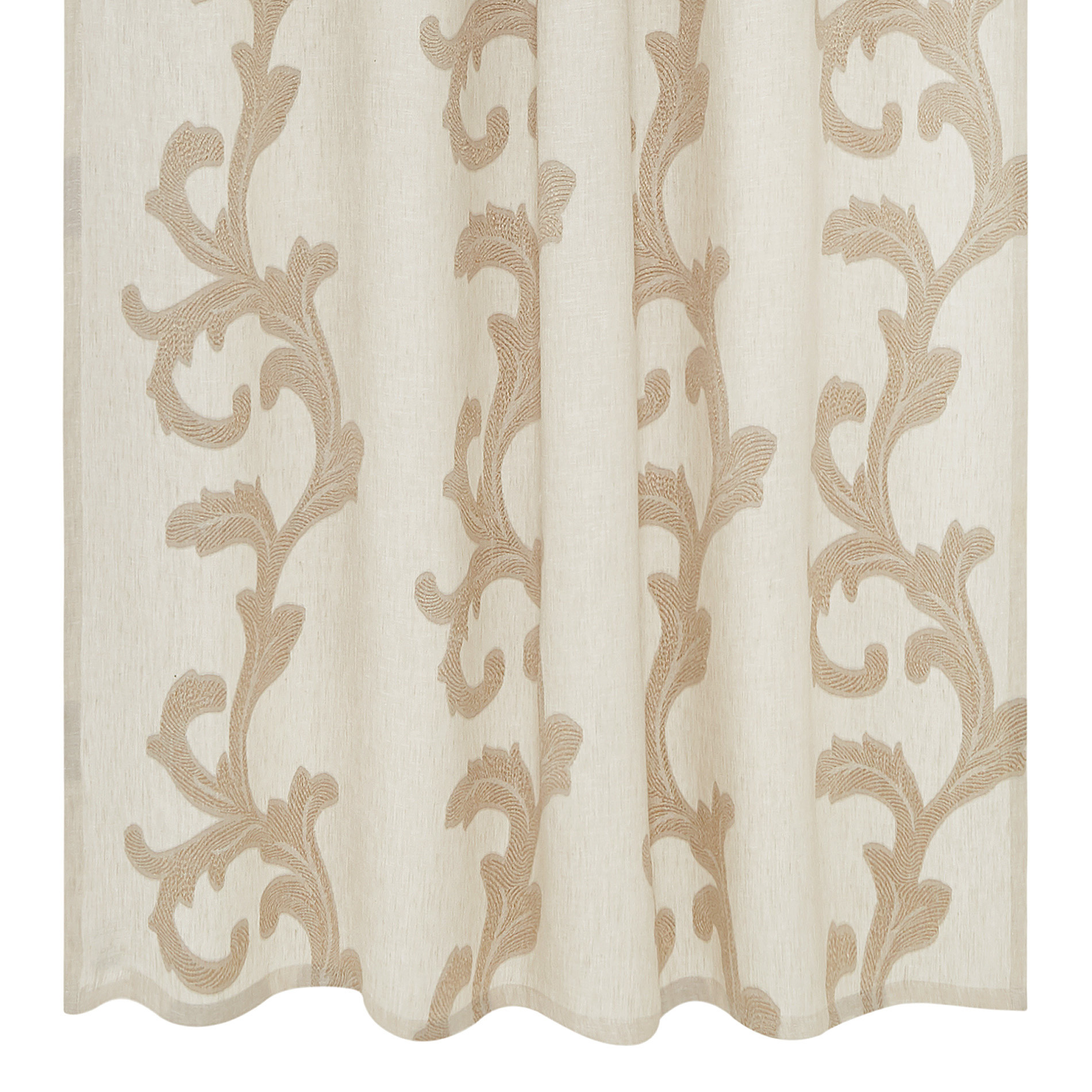 Jacquard linen blend curtain with hidden loops, Light Beige, large image number 0