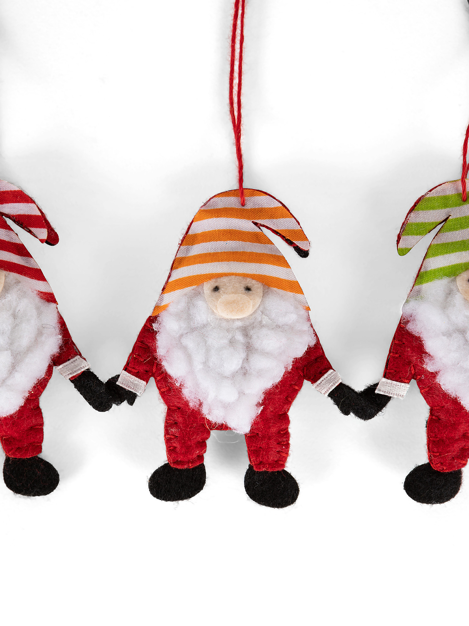 Set of 3 gnome tree decorations, Red, large image number 1