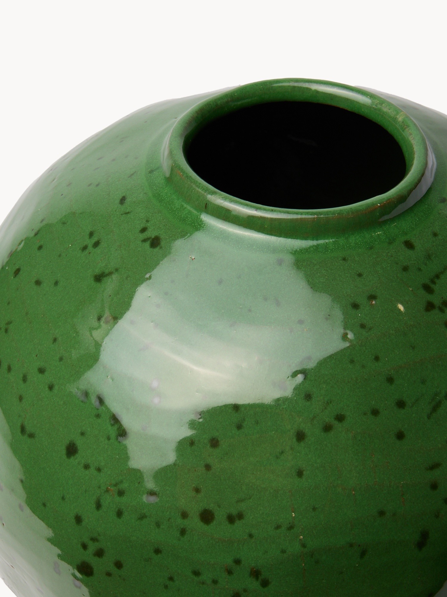 Vaso in ceramica rotondo, Verde, large image number 1