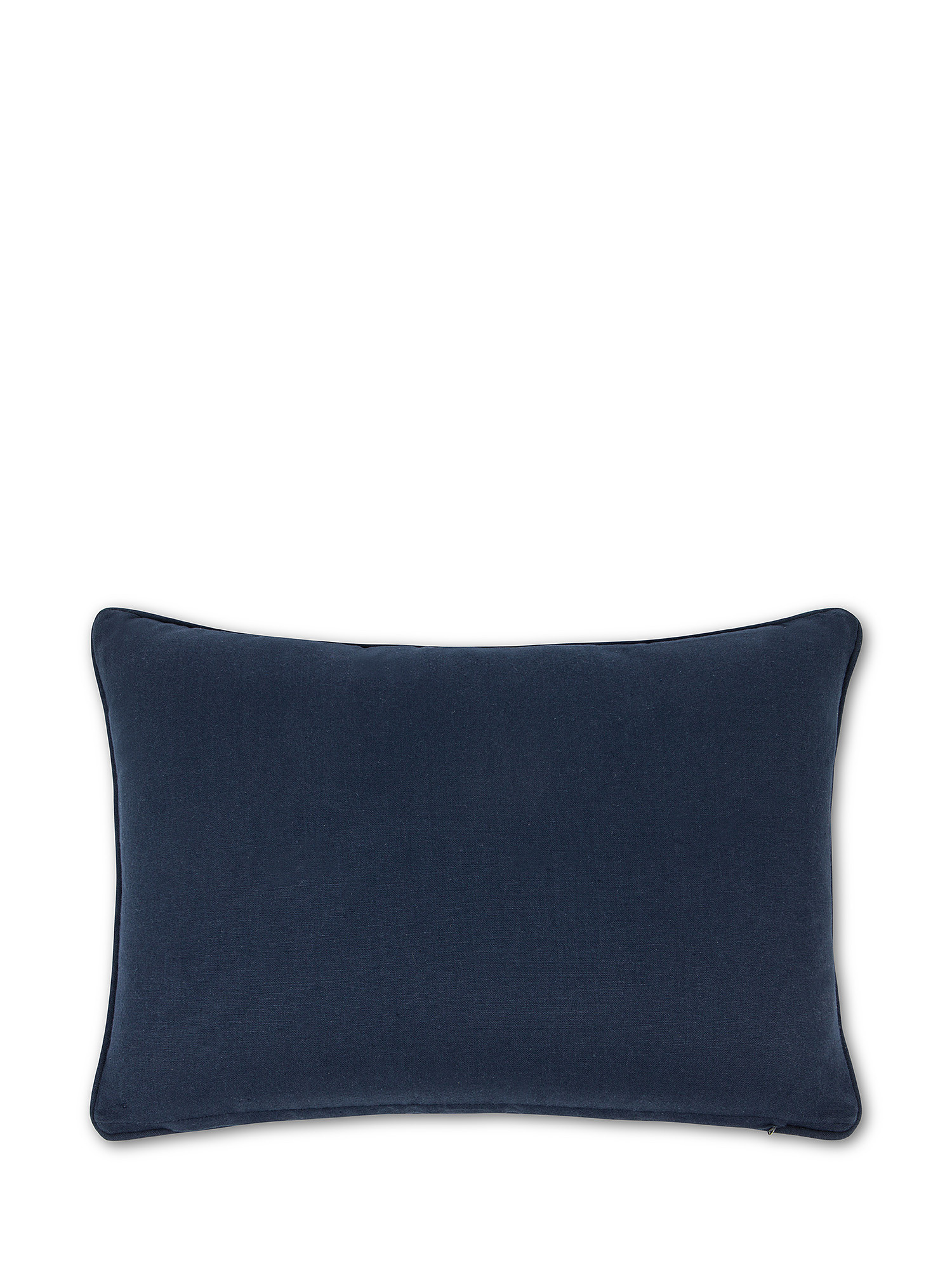 Cuscino 35X50 cm in cotone con ricami, Bianco/Blu, large image number 1