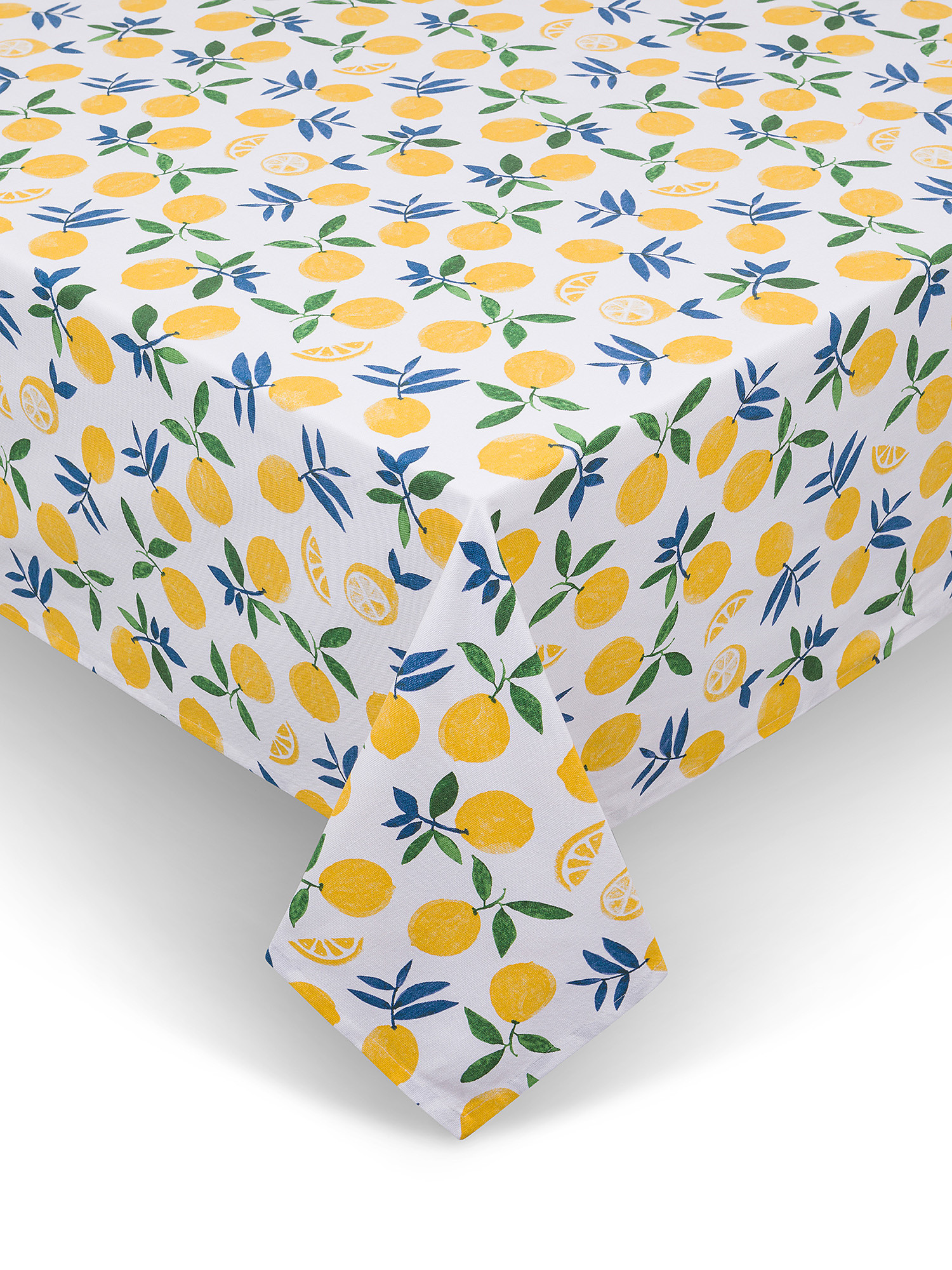 Cotton tablecloth with lemon print, White, large image number 0
