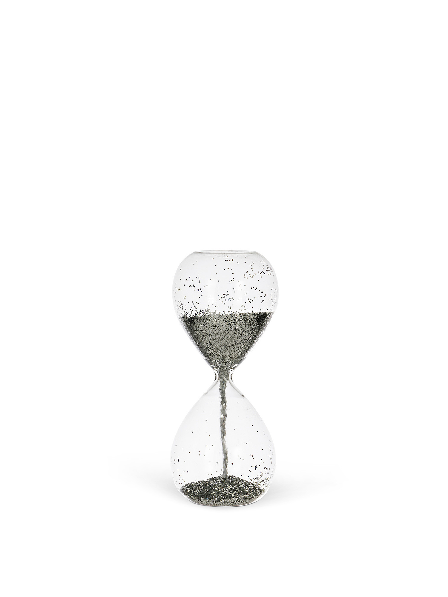 Glass hourglass with sand, Silver Grey, large image number 0