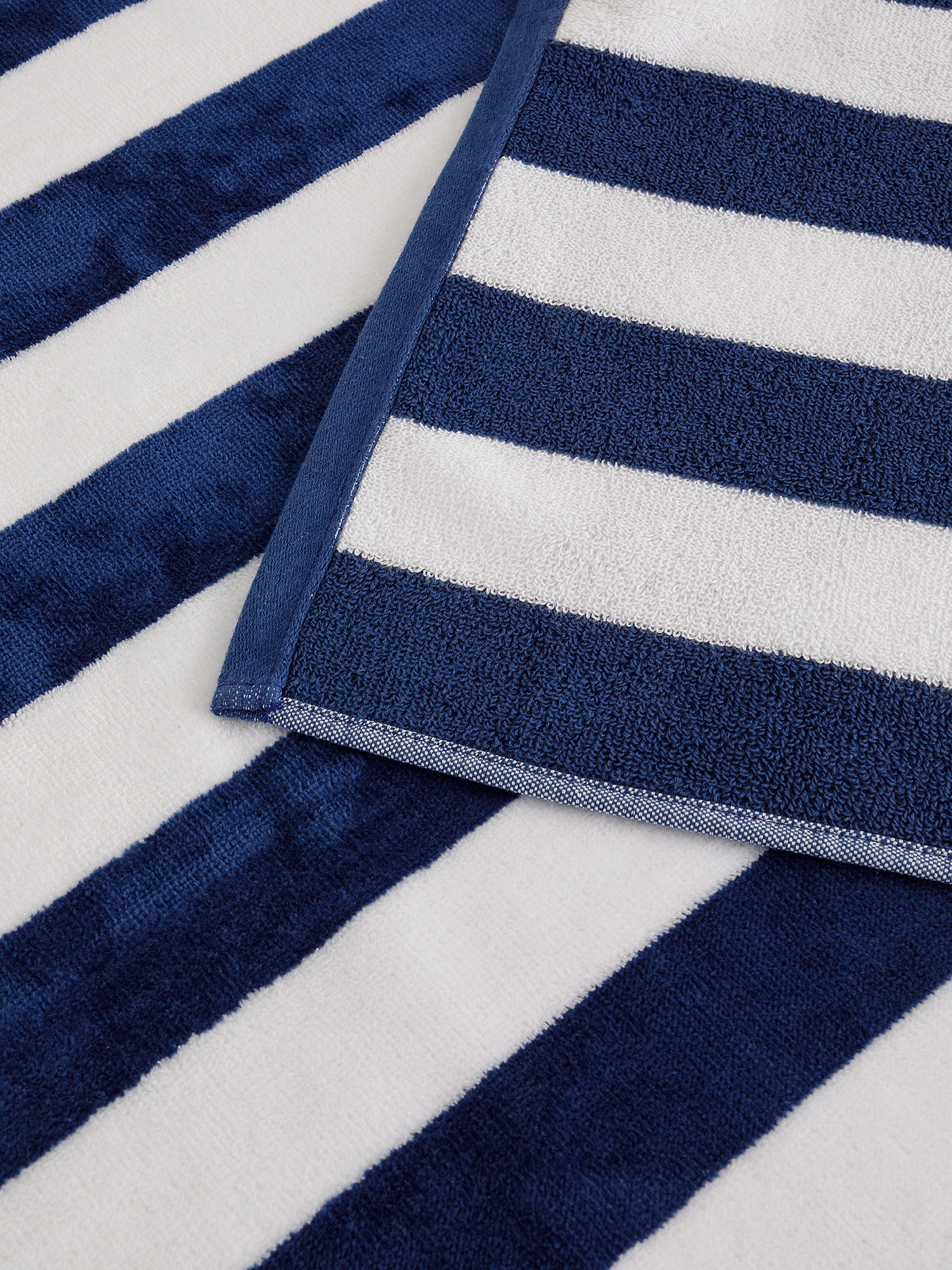 Cotton velor beach towel with striped pattern, Blue, large image number 1