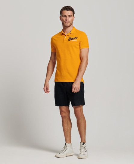 Superdry - Cotton piqué polo shirt with logo, Sunflower Yellow, large image number 4