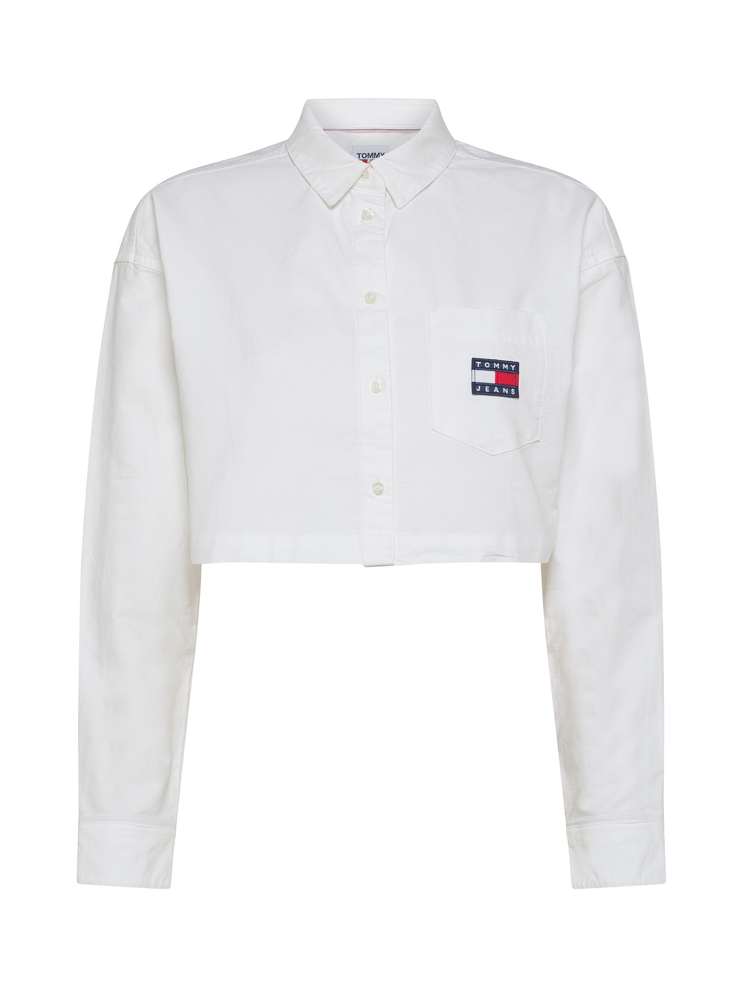 Tommy Jeans - Camicia cropped con logo sul taschino, Bianco, large image number 0