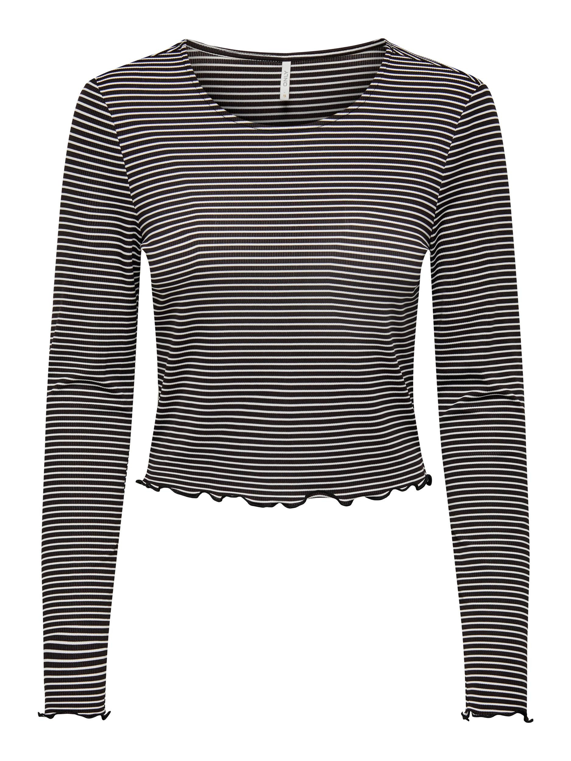 Only - Regular fit striped top, Black, large image number 0