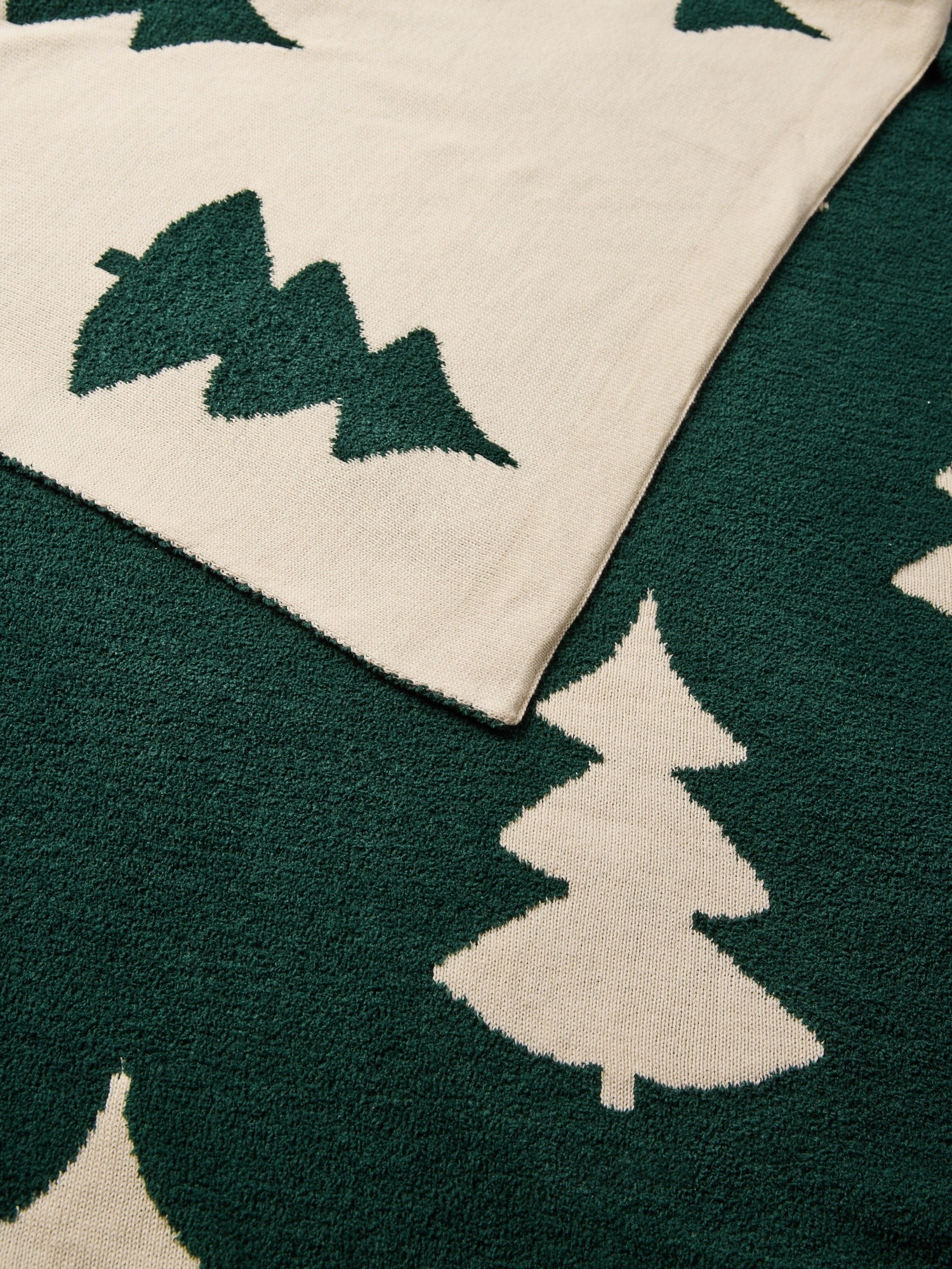 Knitted cotton throw, Verde/Bianco, large image number 0