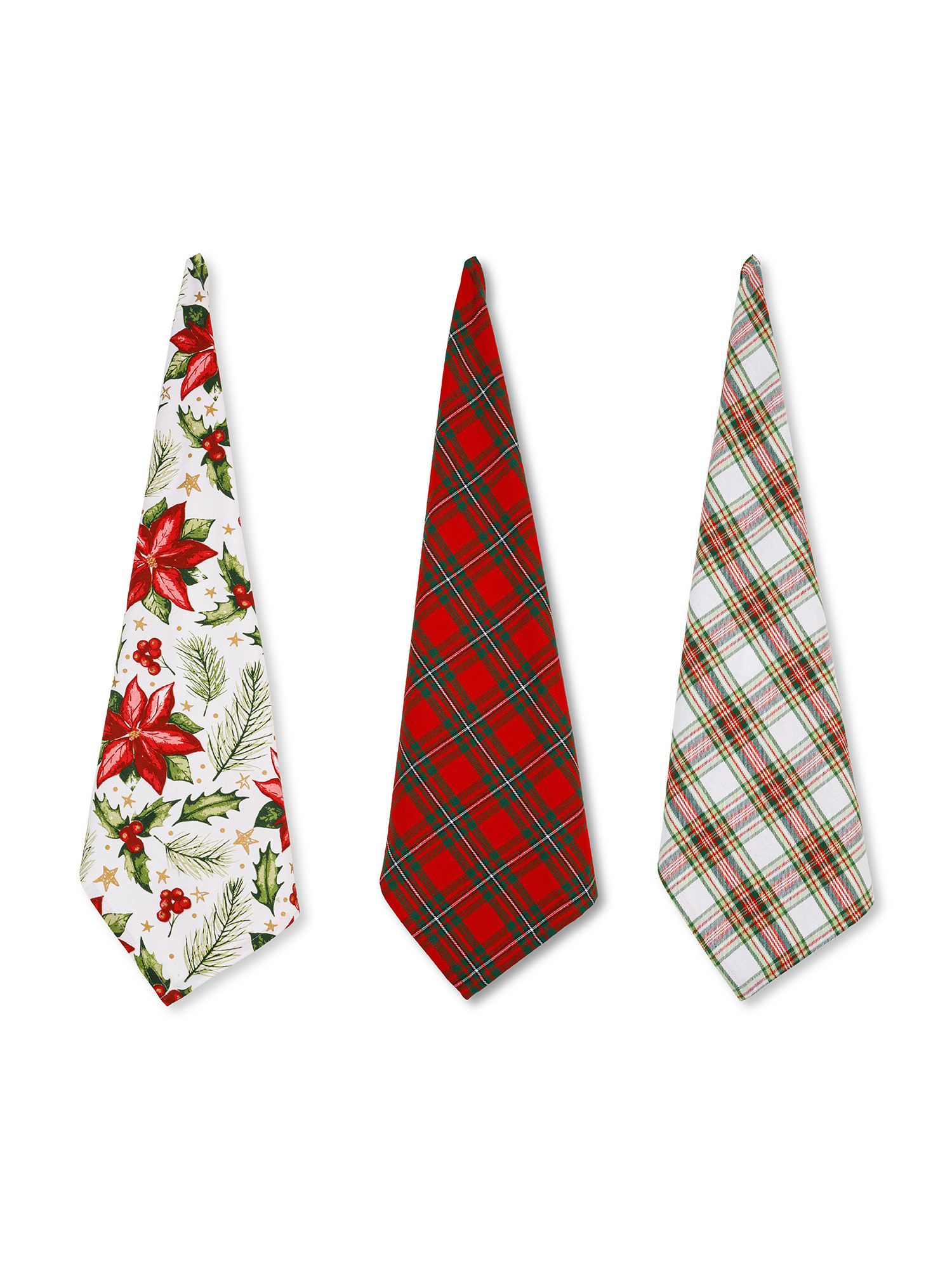 Set of 3 cotton tea towels with Christmas motif, Multicolor, large image number 0