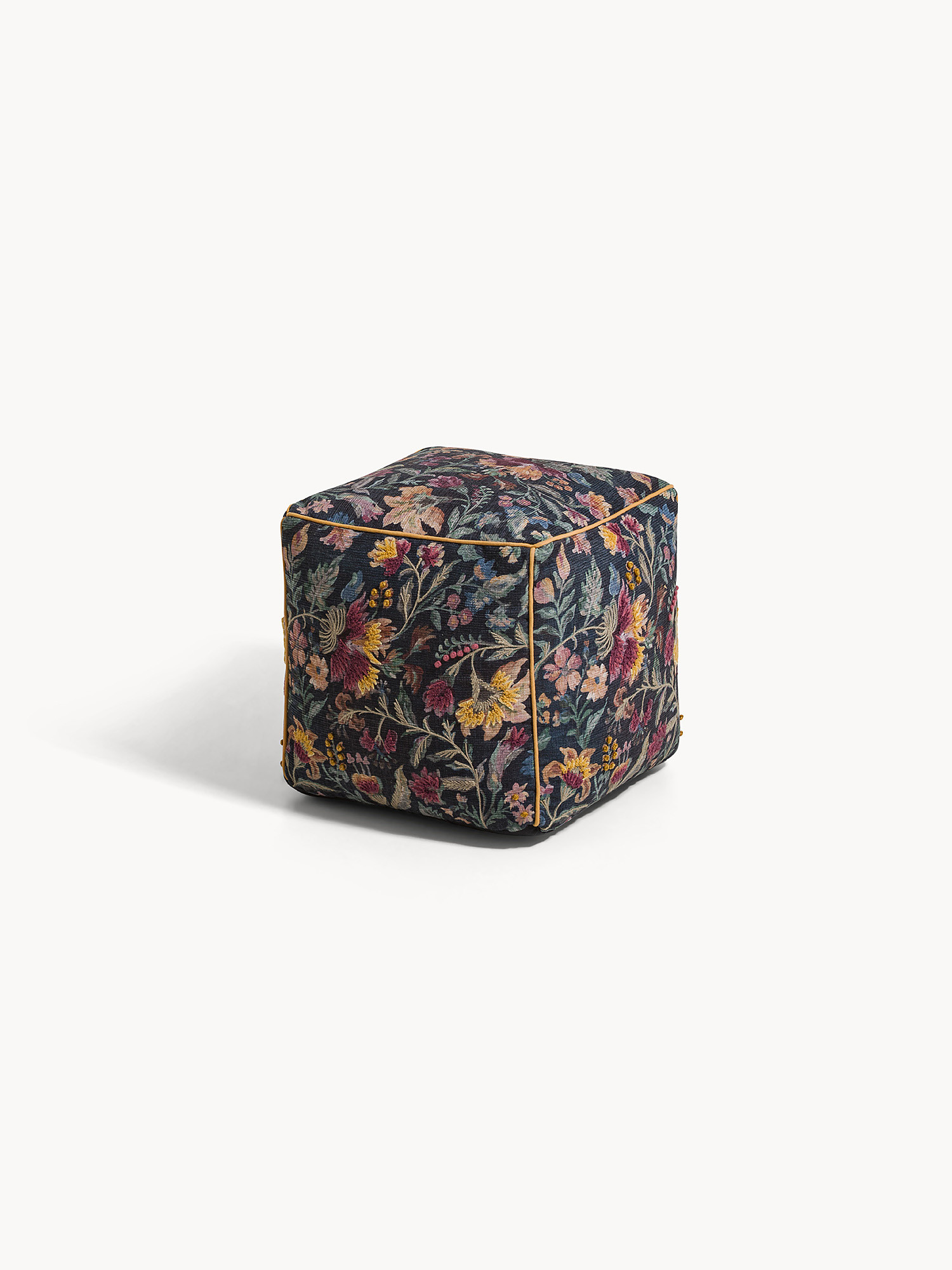 Pouf in velluto stampa floreale, Multicolor, large image number 0