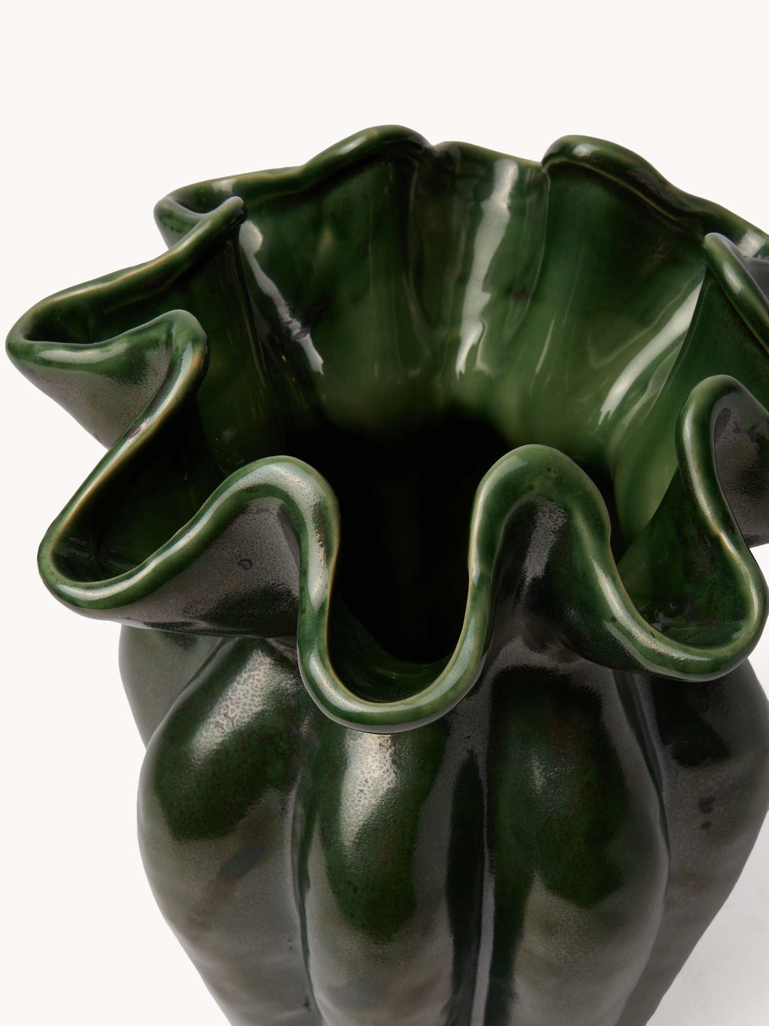 Organically shaped ceramic vase, Green, large image number 1