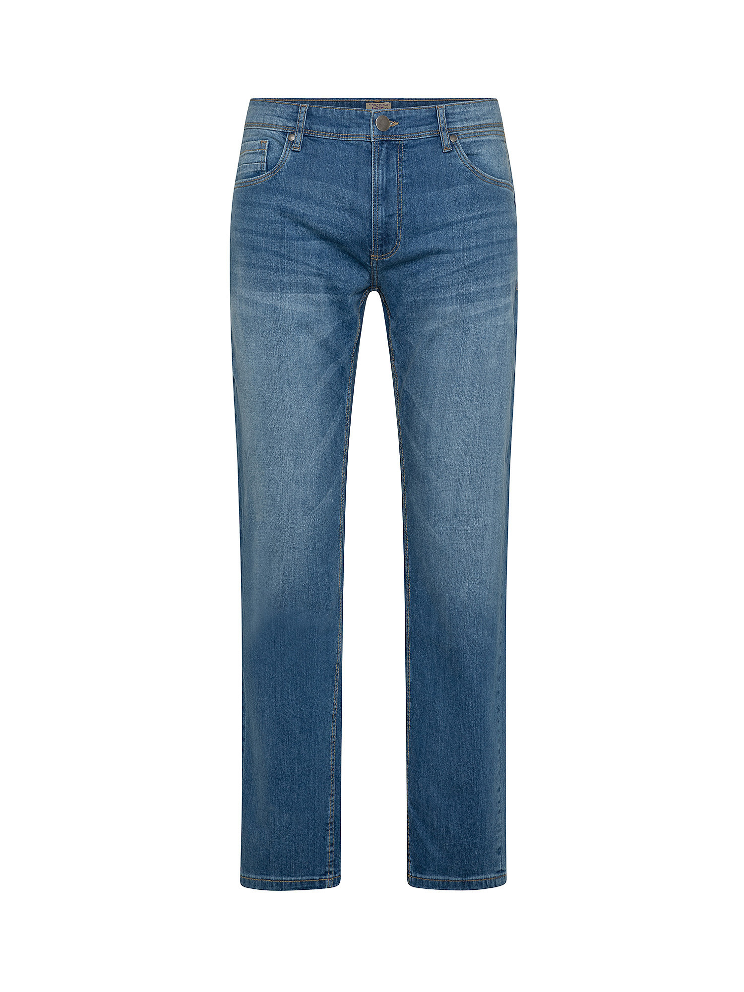 Jeans 5 tasche slim cotone leggero stretch, Blu, large