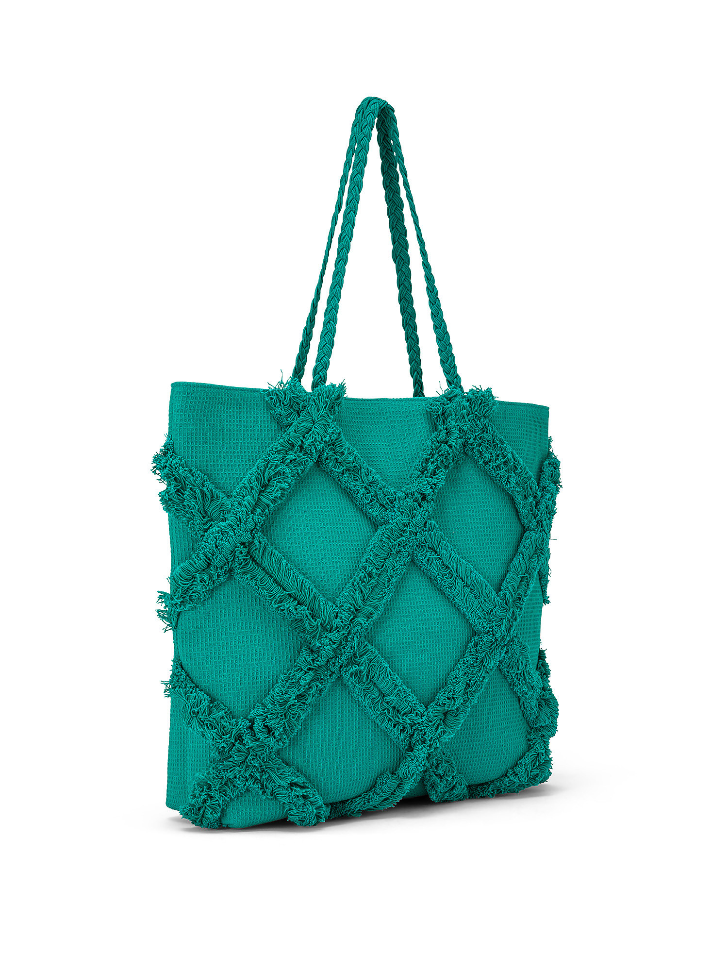 Shopping bag in cotone, Azzurro turchese, large image number 1
