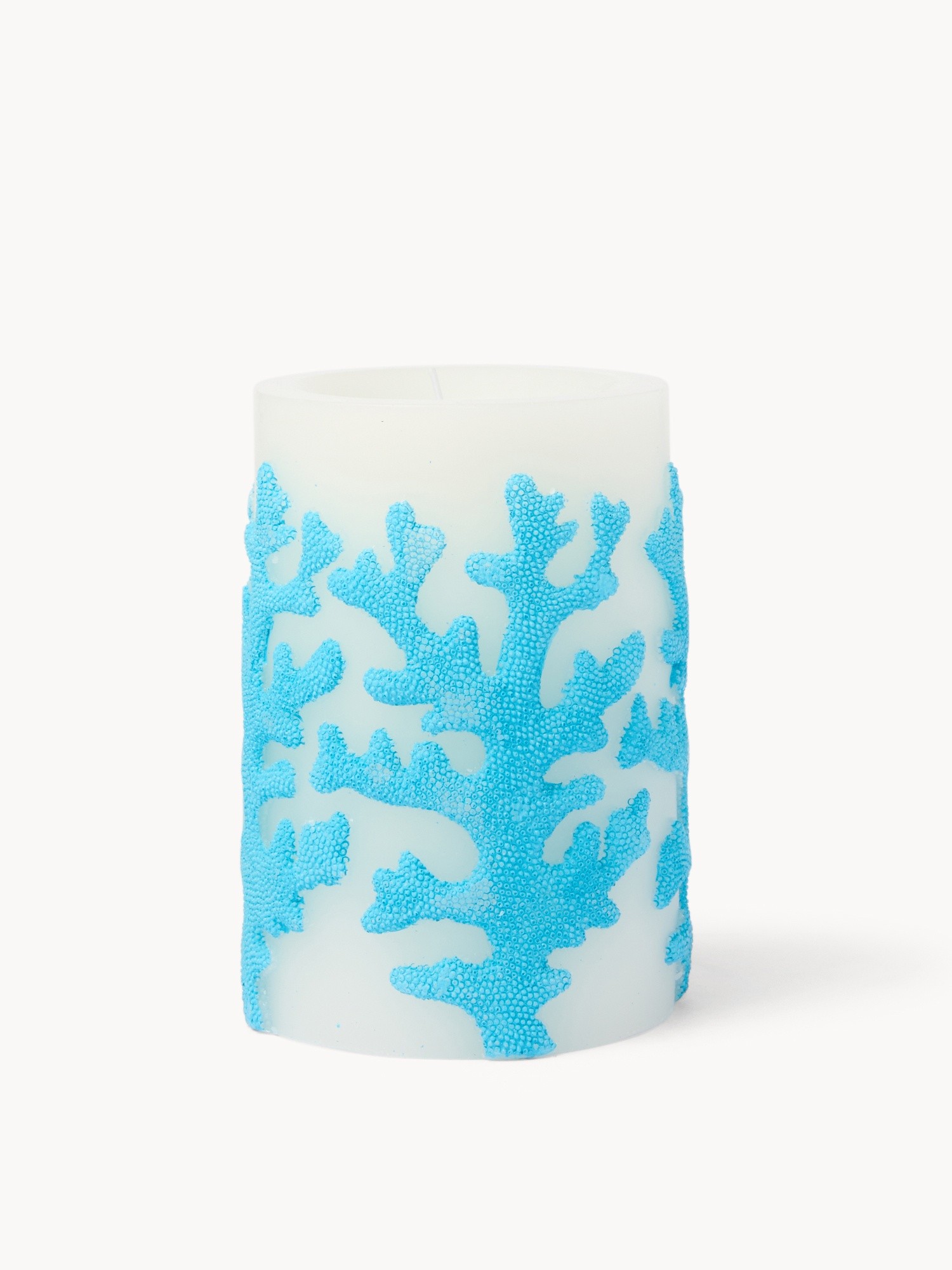 Coral-decorated candle, Bianco/Azzurro, large image number 0