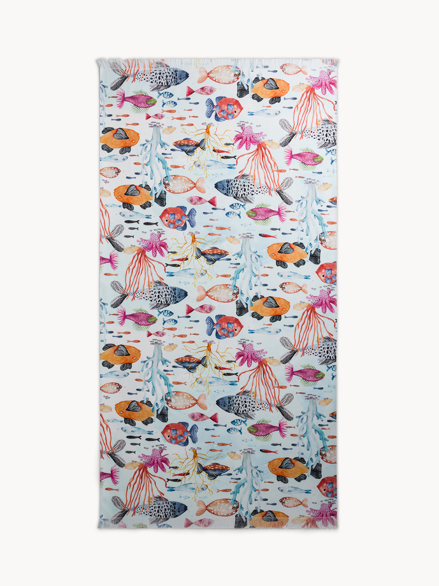 Telo mare hammam con frange, Multicolor, large image number 0