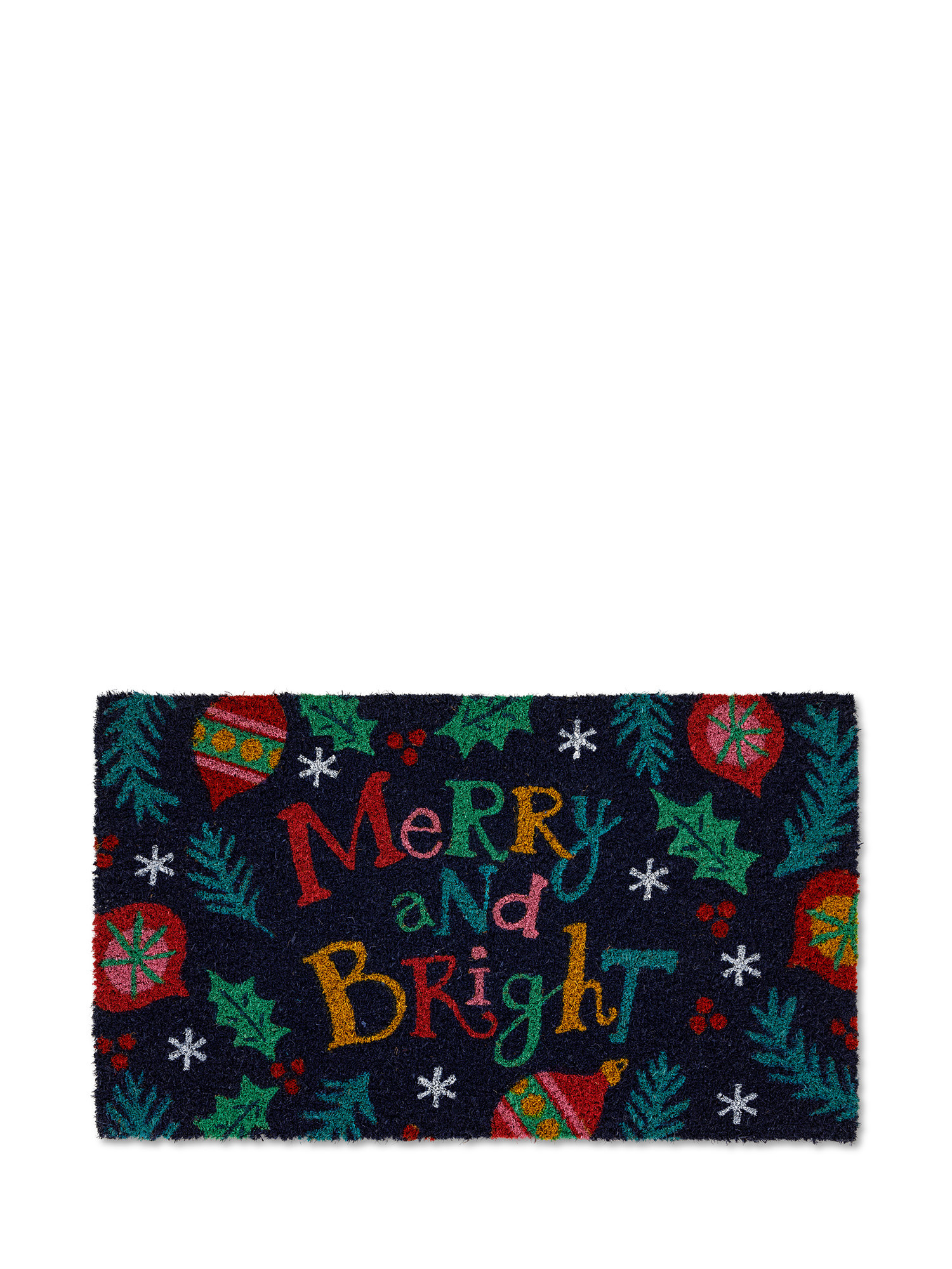 Merry Christmas print doormat, Blue, large image number 0