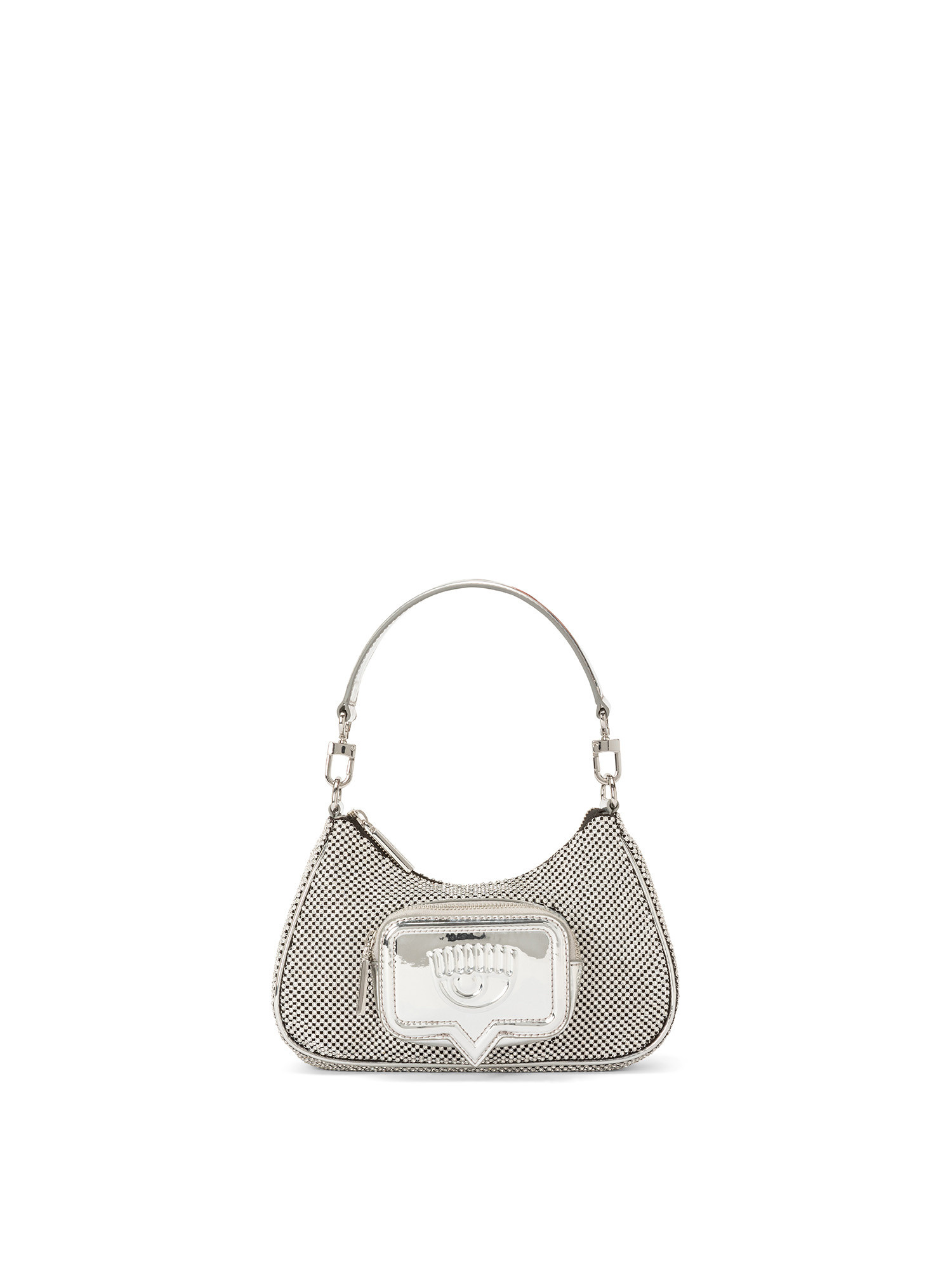 Borsa hobo in strass, Grigio, large image number 0