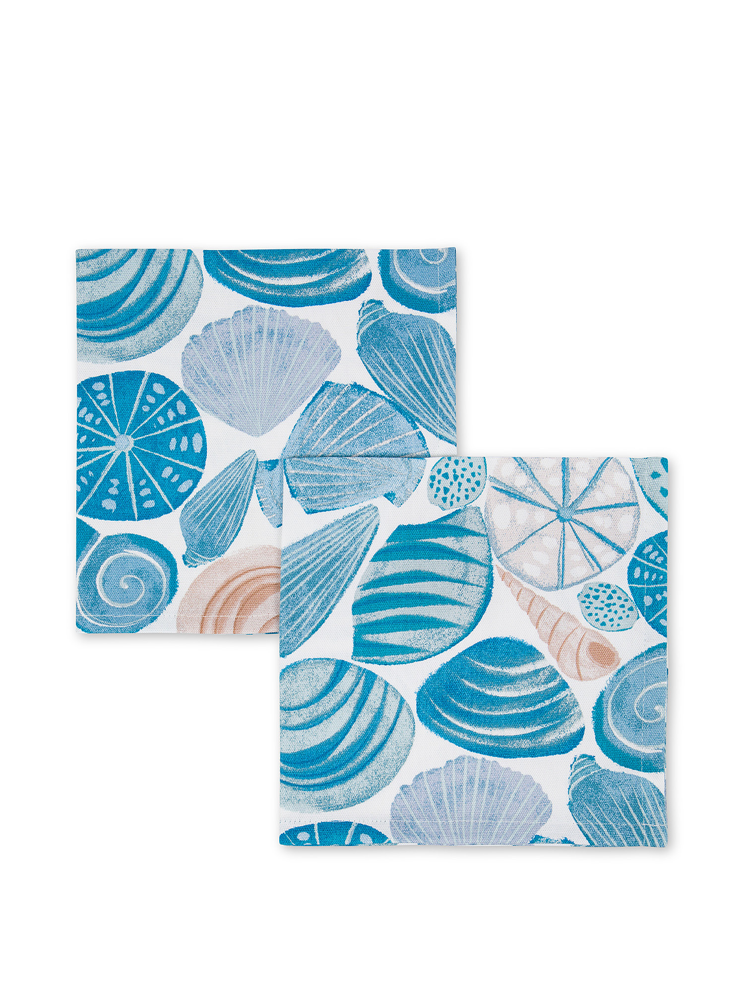 Set of 2 panama cotton napkins with shell print, Multicolor, large image number 0