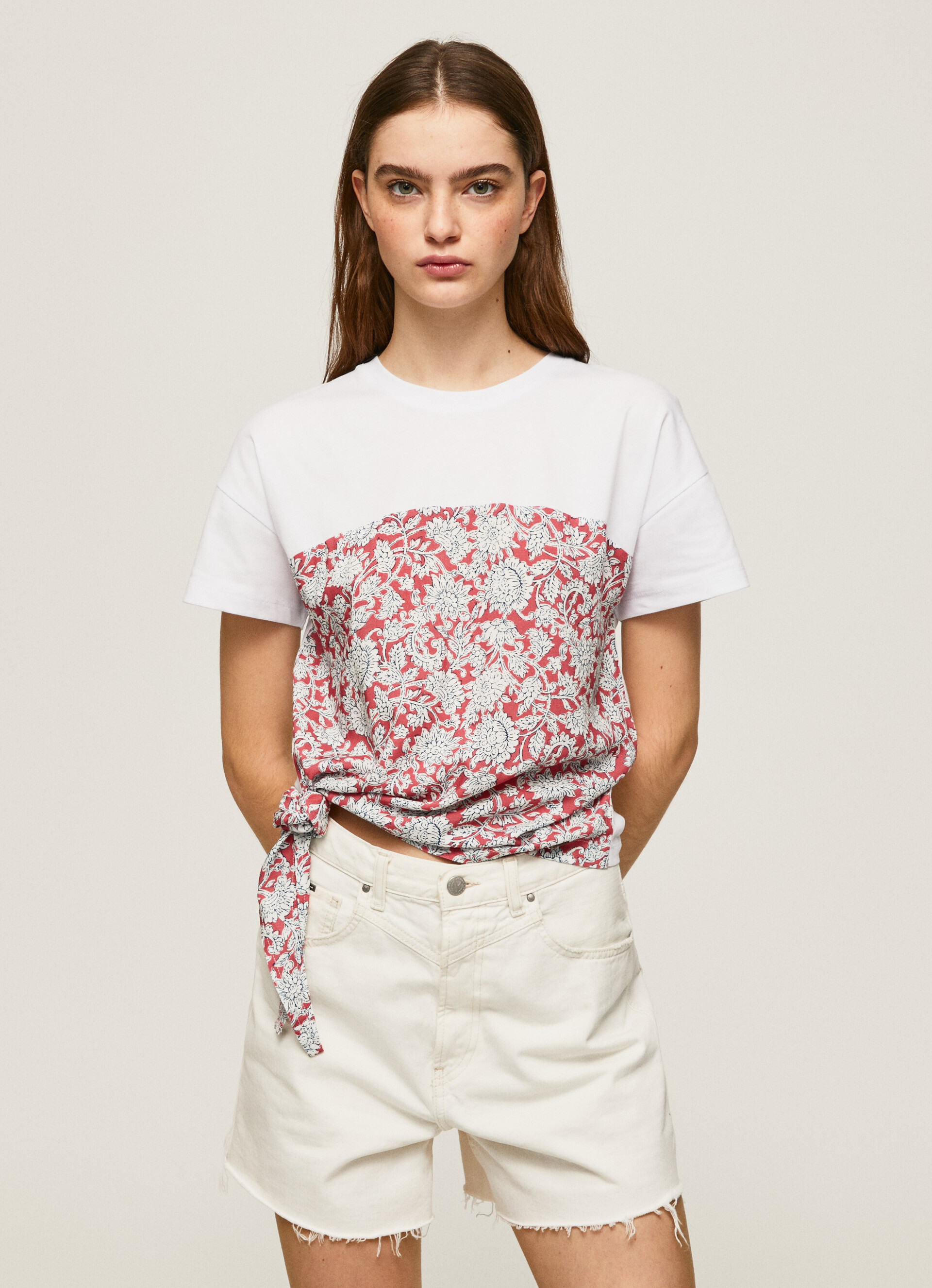 Pepe Jeans - T-shirt a fantasia in cotone, Rosso, large image number 3